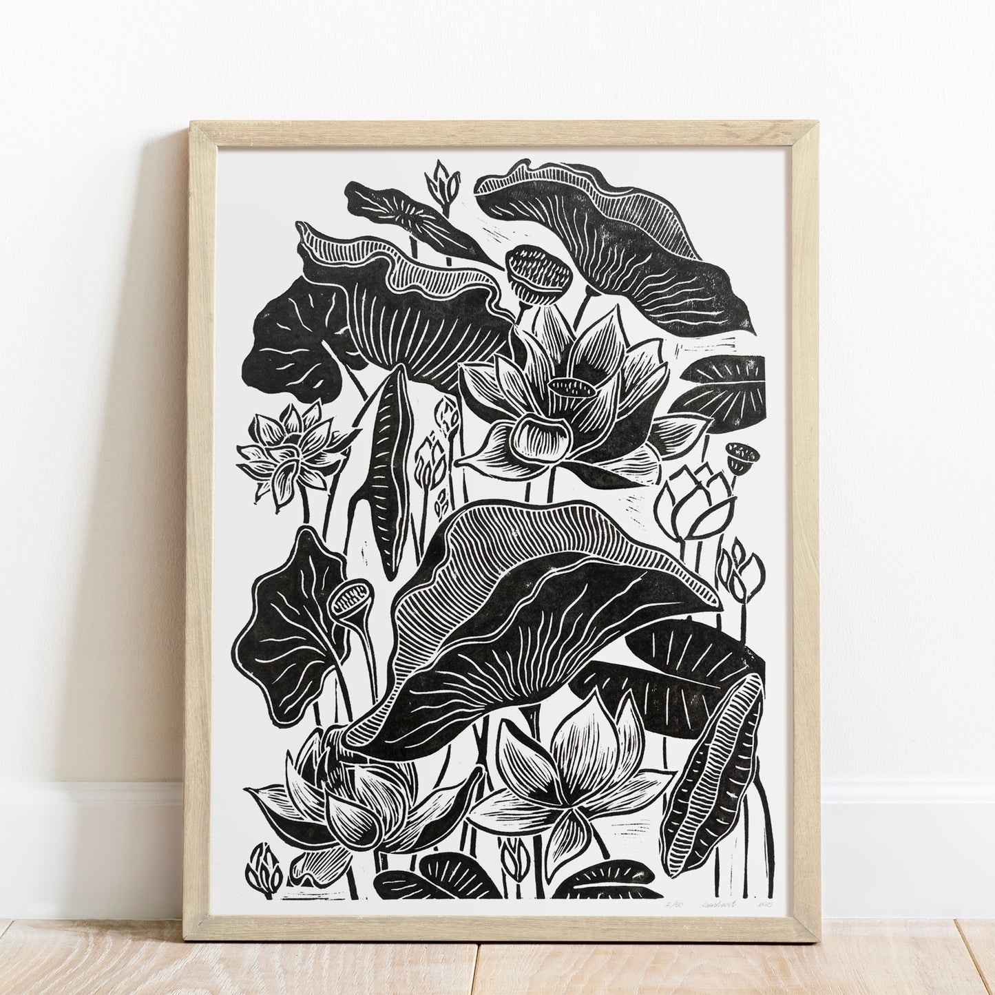 Black lotus flower Linocut print Wall hanging art decor for Nature lover gift wall hanging, unique wall art, trendy wall art, thank you gift boss, teacher appreciation gift, Summer wall art, Spring wall art, sister in law gift, shelf decor, self gift, rustic wall art, retirement gift, realtor closing gift, Plant print, plant lover gift, original artwork, one of a kind, nurse gift, niece gift from aunt, new mom gift, new job gift, New home gift