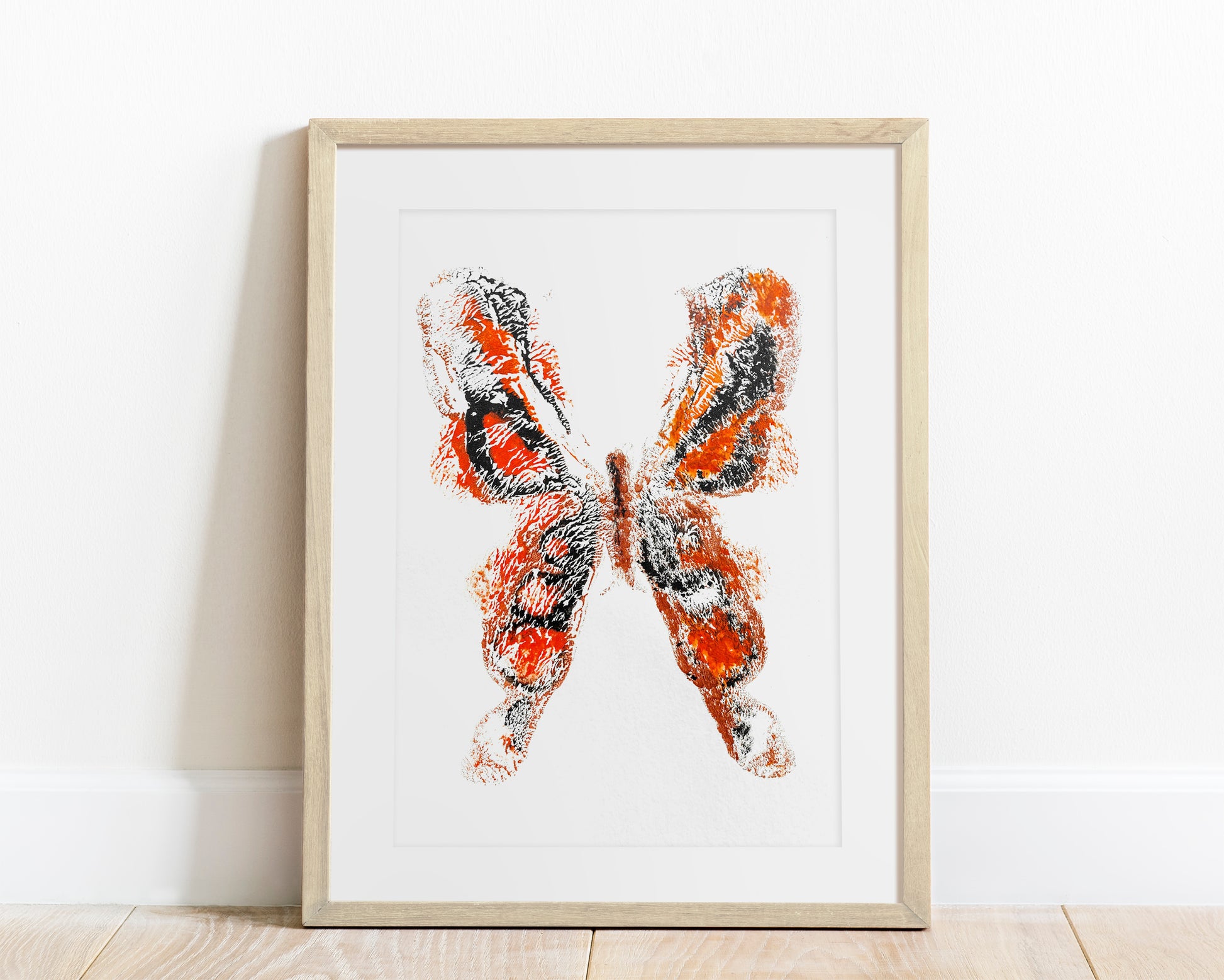 Red and black abstract butterfly Monotype print for Nature lover gift UNFRAMED moth wall decor modern Living room or bedroom decor Original artwork