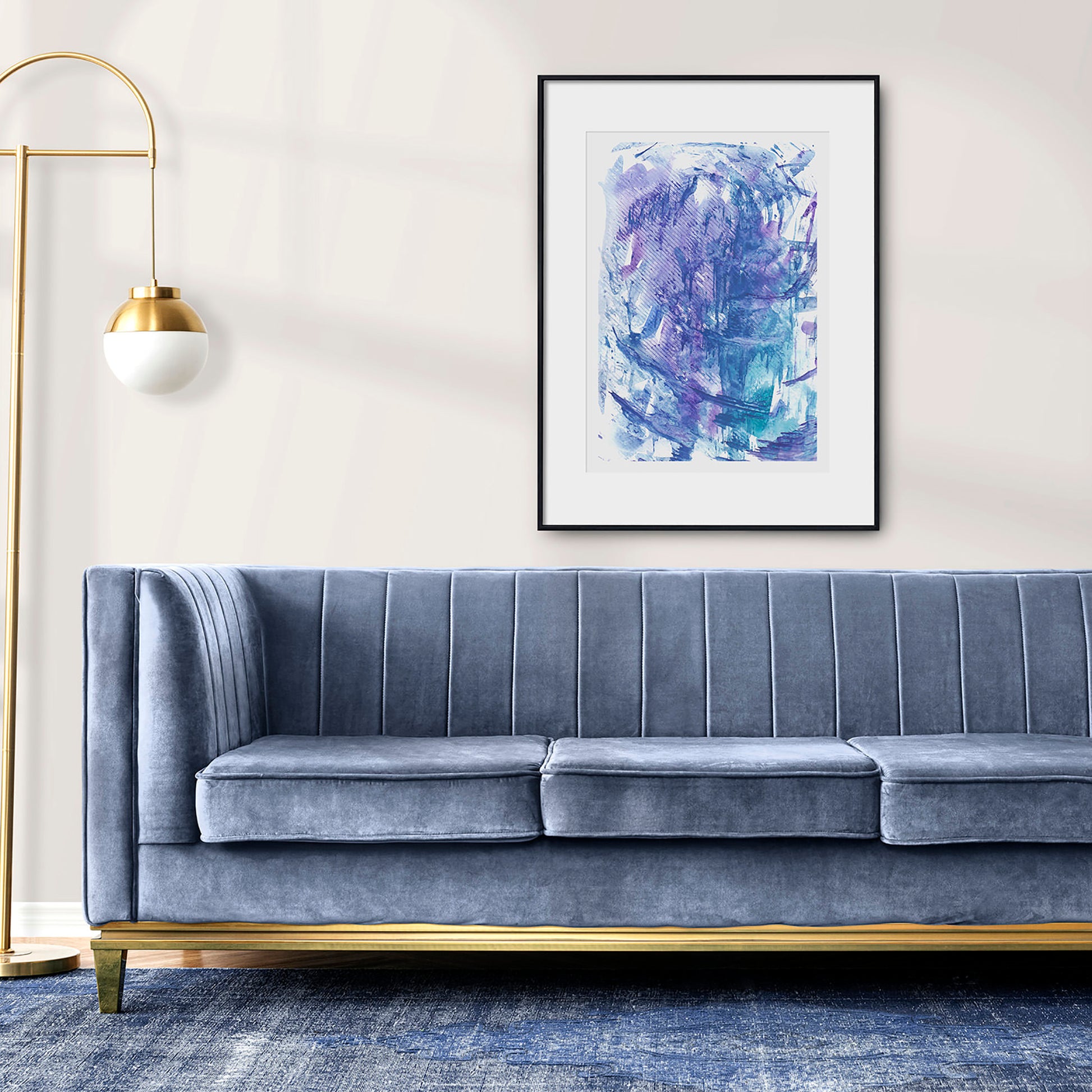 Blue and purple abstract monotype «Textured Impressions I» wall poster, heirloom gift, long distance gift, gift for husband, thinking of you gift, new job gift, girlfriend gift, gift for boyfriend, gift for her friend, anniversary gift, teacher appreciation gift, easter gift, grandma gift, new mom gift, grandmother gift, gift for aunt, hostess gift, host gift, aunt gift, godmother gift, godparent gift
