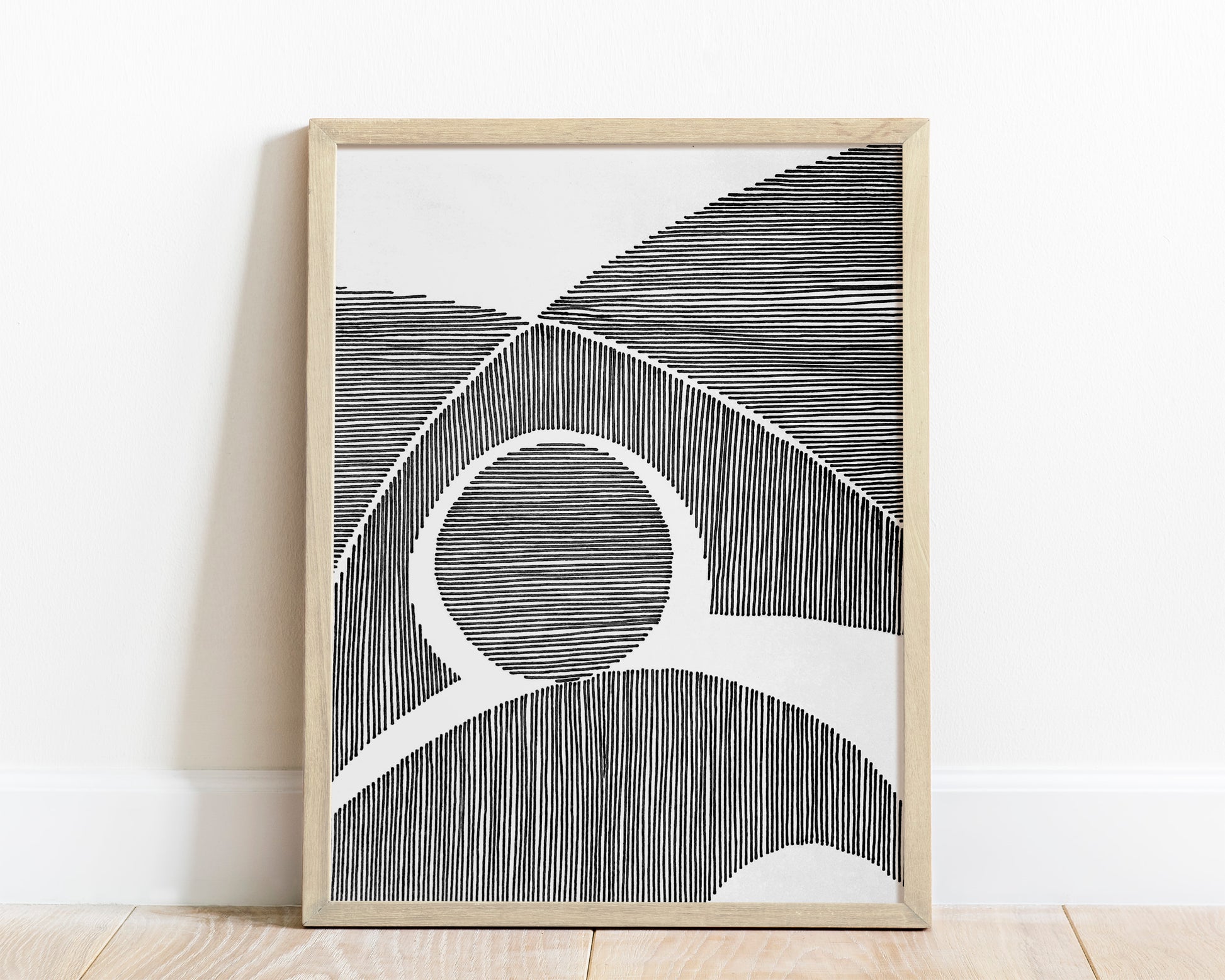 Black Geometric abstract landscape line shapes artwork for New home gift UNFRAMED for living room, or bedroom original artwork