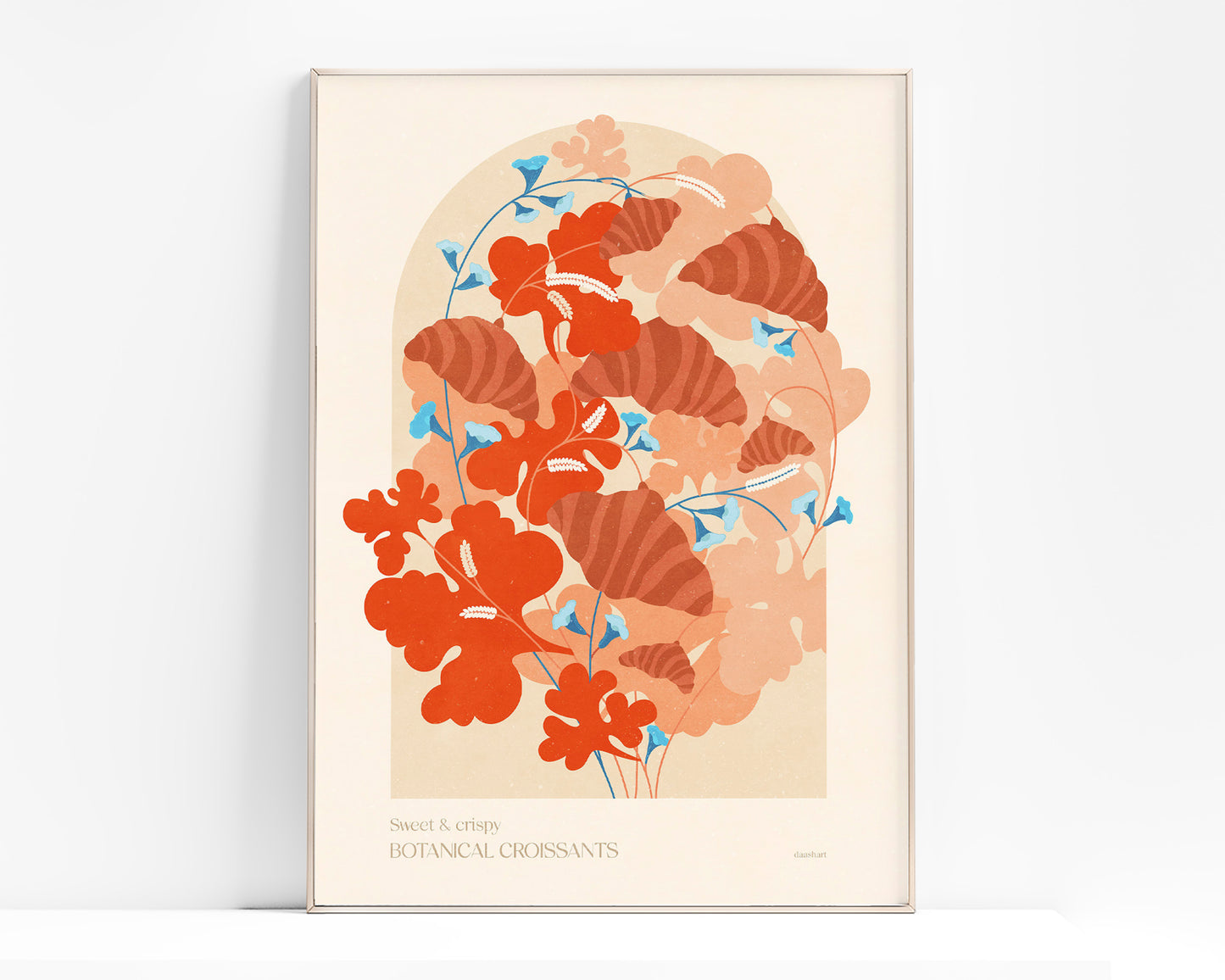 Botanical vintage croissants poster for Modern kitchen INSTANT DOWNLOAD