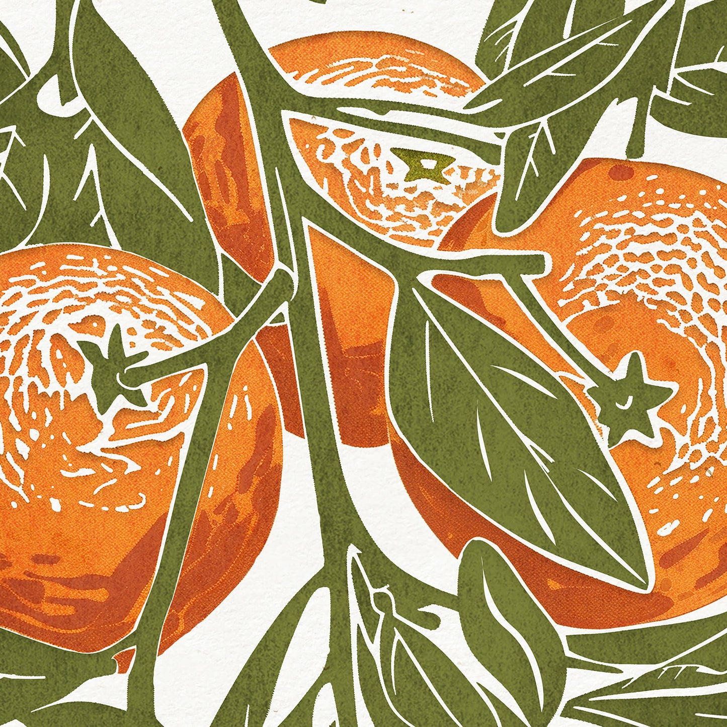 Gallery wall set of 2 Sage green oranges and lemons fruits «Sagren Lemona» Printable linocut wall art posters