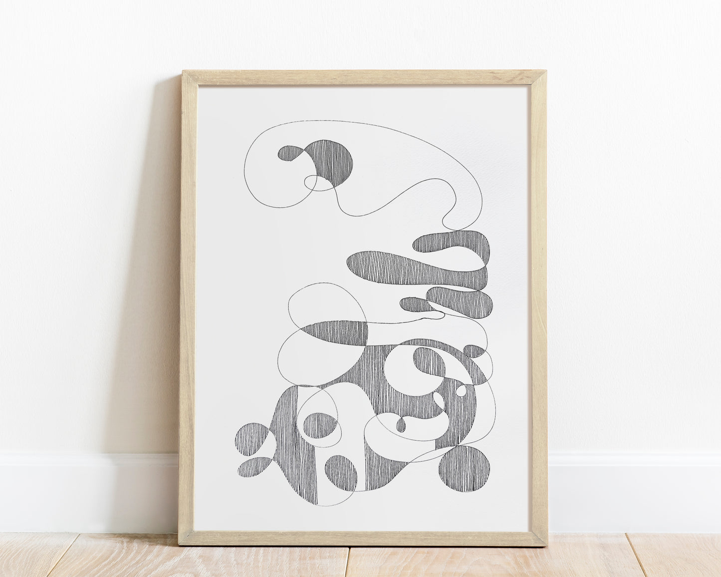 №9 Unique black and white geometric abstract line shapes artwork for New home gift UNFRAMED for living room, or bedroom original artwork