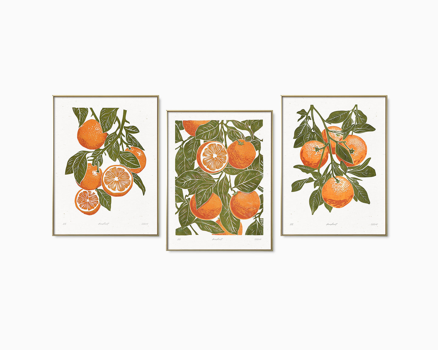 Living room wall art Nature lover gift Printable linocut fruit prints lino Sage green oranges Cottagecore decor Digital downloadable kitchen Bedroom Relief vintage print modern branch Gallery wall set foraged food of 3 poster large Farm farmhouse Housewarming New first home gift Aesthetic decoration Instant download