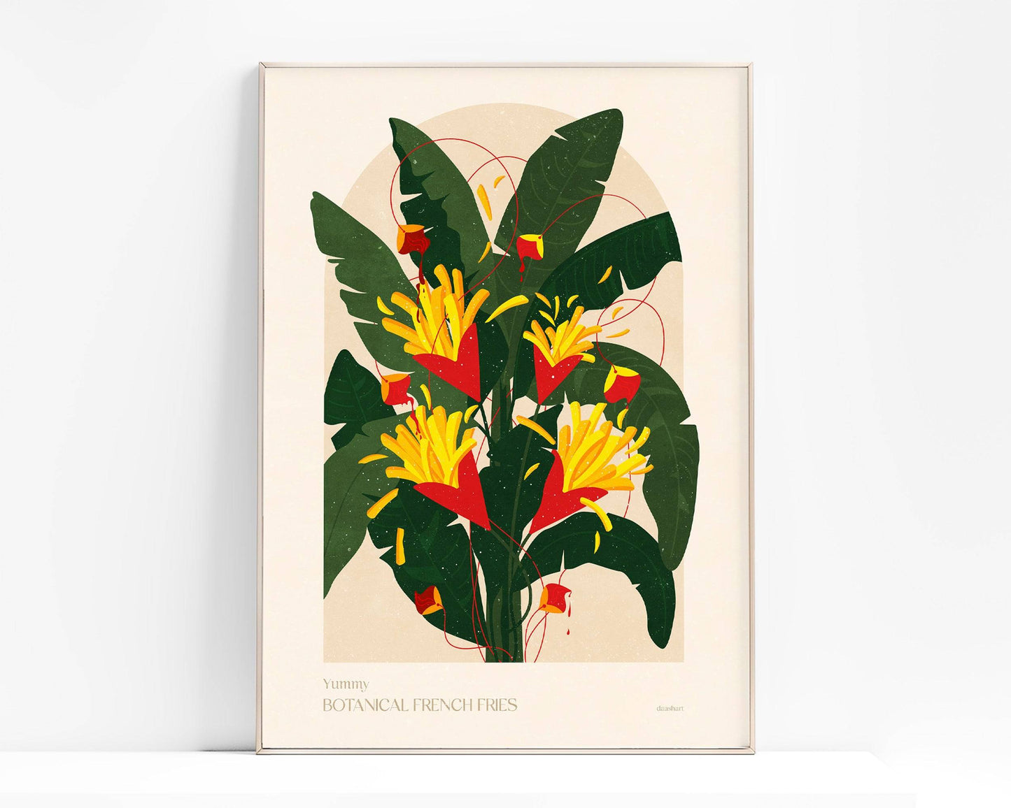 Botanical vintage french fries poster Printable wall art for modern kitchen and dining room decor