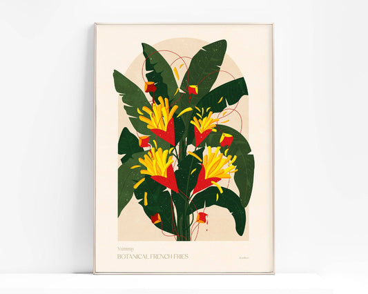 Botanical vintage french fries poster Printable wall art for modern kitchen and dining room decor
