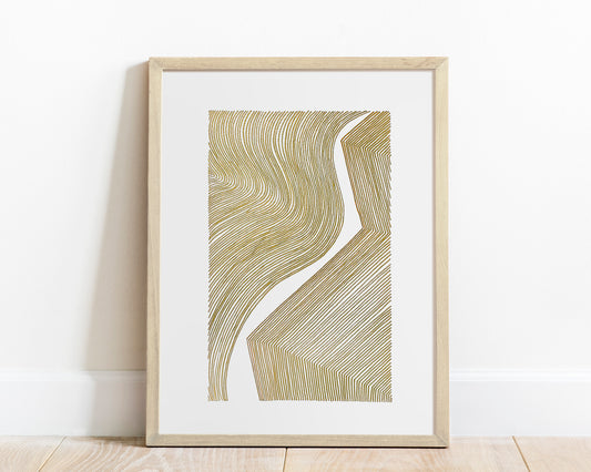 №5 Unique gold geometric abstract line shapes artwork for New home gift UNFRAMED for living room, or bedroom original artwork