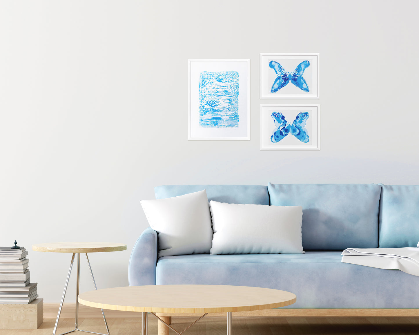 Gallery wall set of 3 Monotype print Abstract butterfly and relief texture Original artwork Holiday winter wall art Bedroom decor UNFRAMED, handmade printmaking art, noel decoration, christmas artwork, Festive winter art, butterflies, Living room wall art decorations