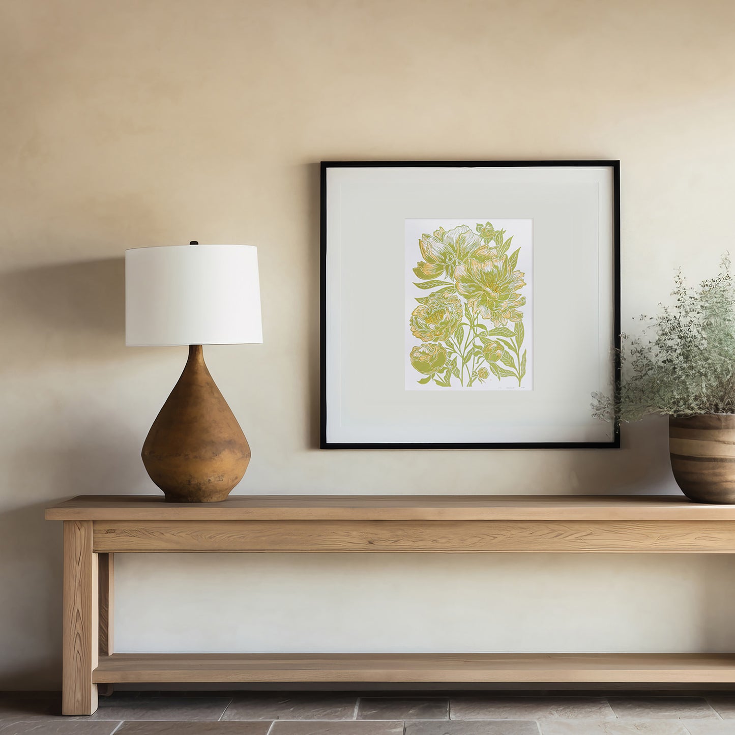 Watercolor yellow Lime Cream Green peonies flowers and green plant Linocut print wall art decor going away gift for coworker, godparent gift, godmother gift, girlfriend gift, gift for the home, gift for best friend female, foraged wall art, Flower wall art, Floral wall art, Farmhouse wall decor, farm kitchen wall art, farm decor, easter gift, dorm room decor, diy gift, Dining Room Decor, daughter in law gift, cottagecore wall art, Botanical wall art, bookshelf decor, Bedroom wall art, aunt gift