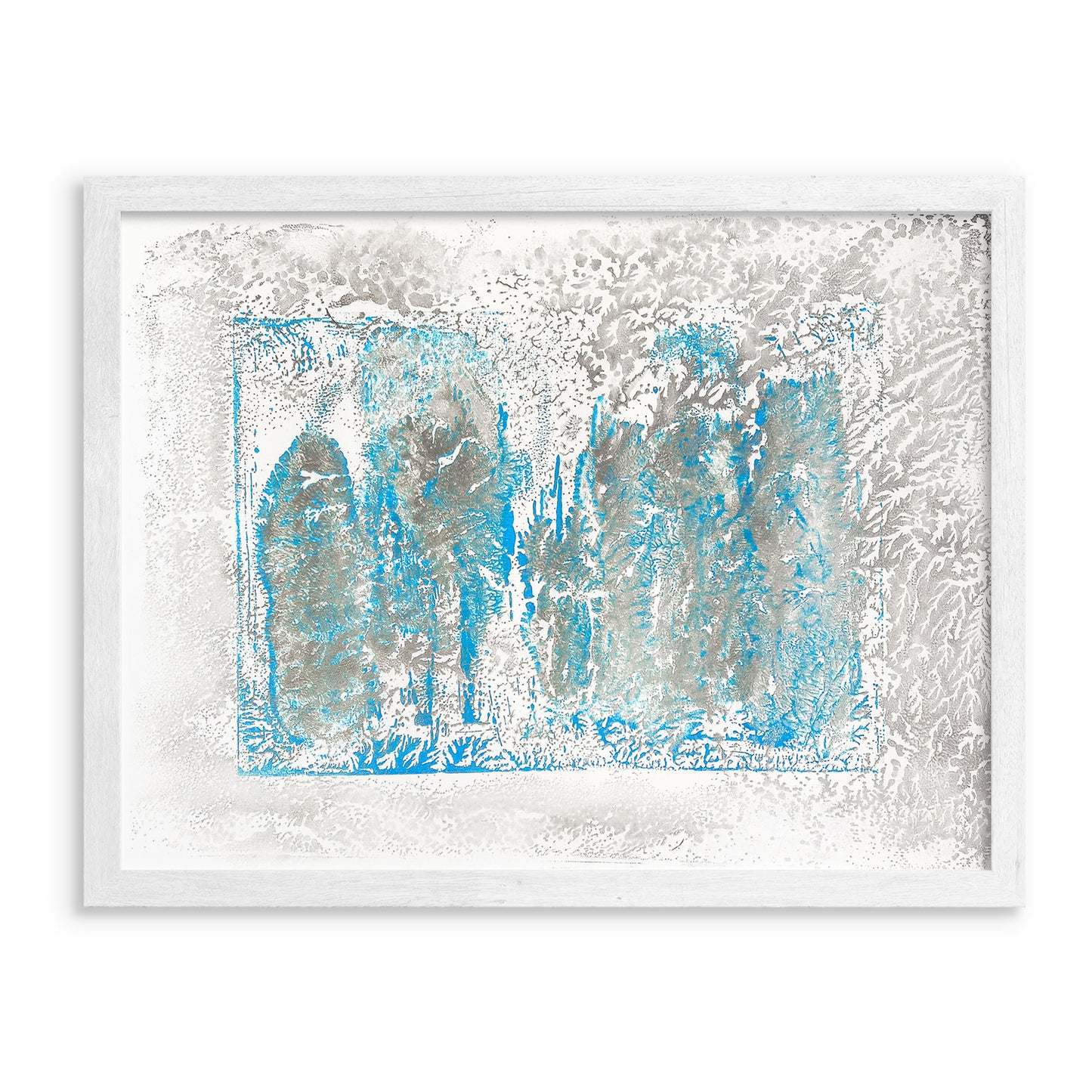 Silver and blue abstract cityscape relief Monotype print №5 for New home gift UNFRAMED Housewarming gift, modern Living room or bedroom decor Original artwork Classical wall decor