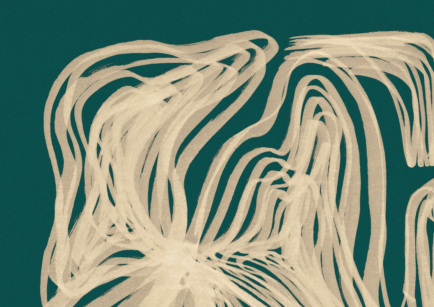 Abstract lines flower art Trendy emerald green / Printable wall art for modern living room and bedroom decor INSTANT DOWNLOAD