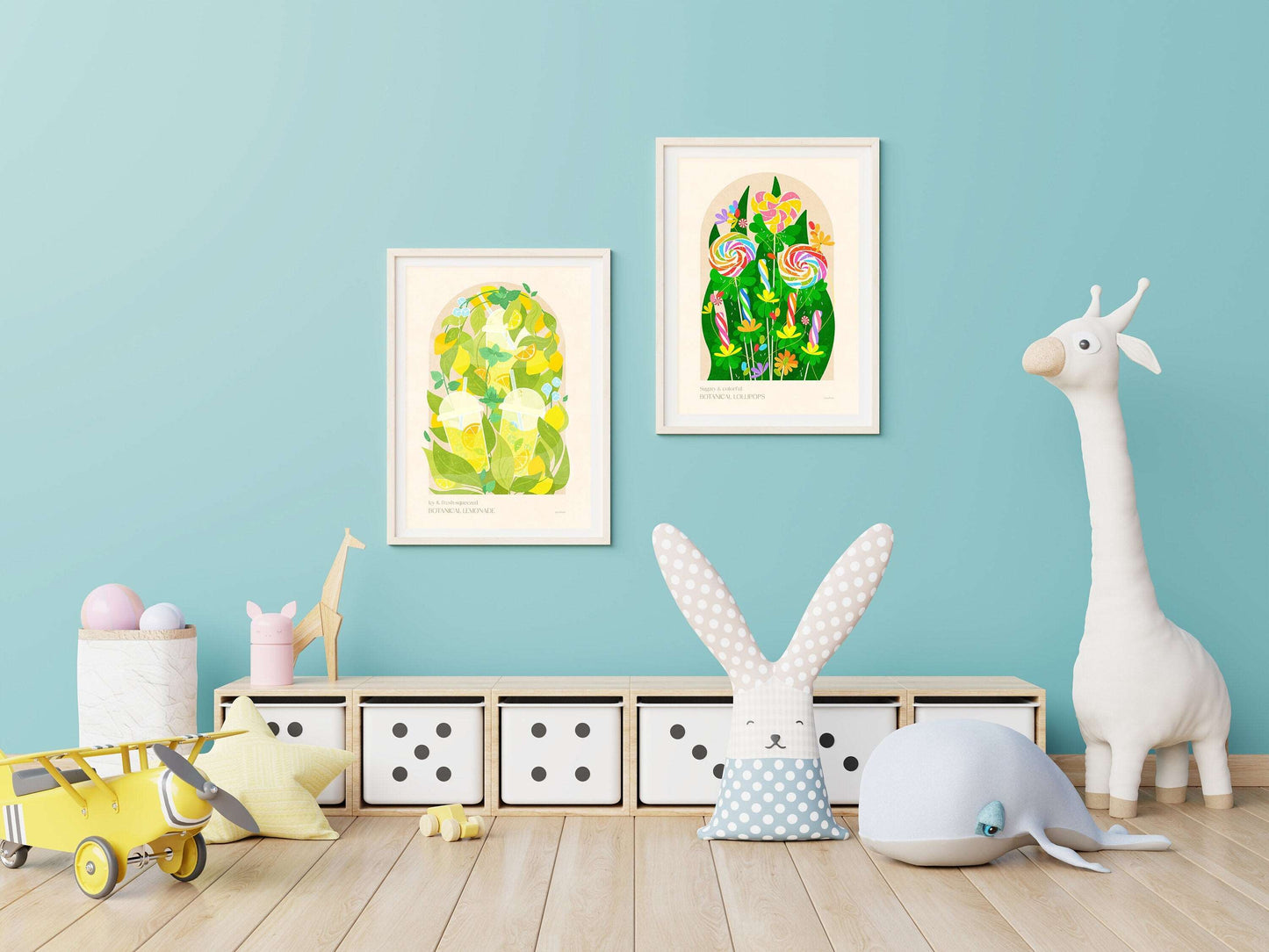 Botanical lollypop candies poster & Rainbow sweets Printable wall art for kids room decor INSTANT DOWNLOAD