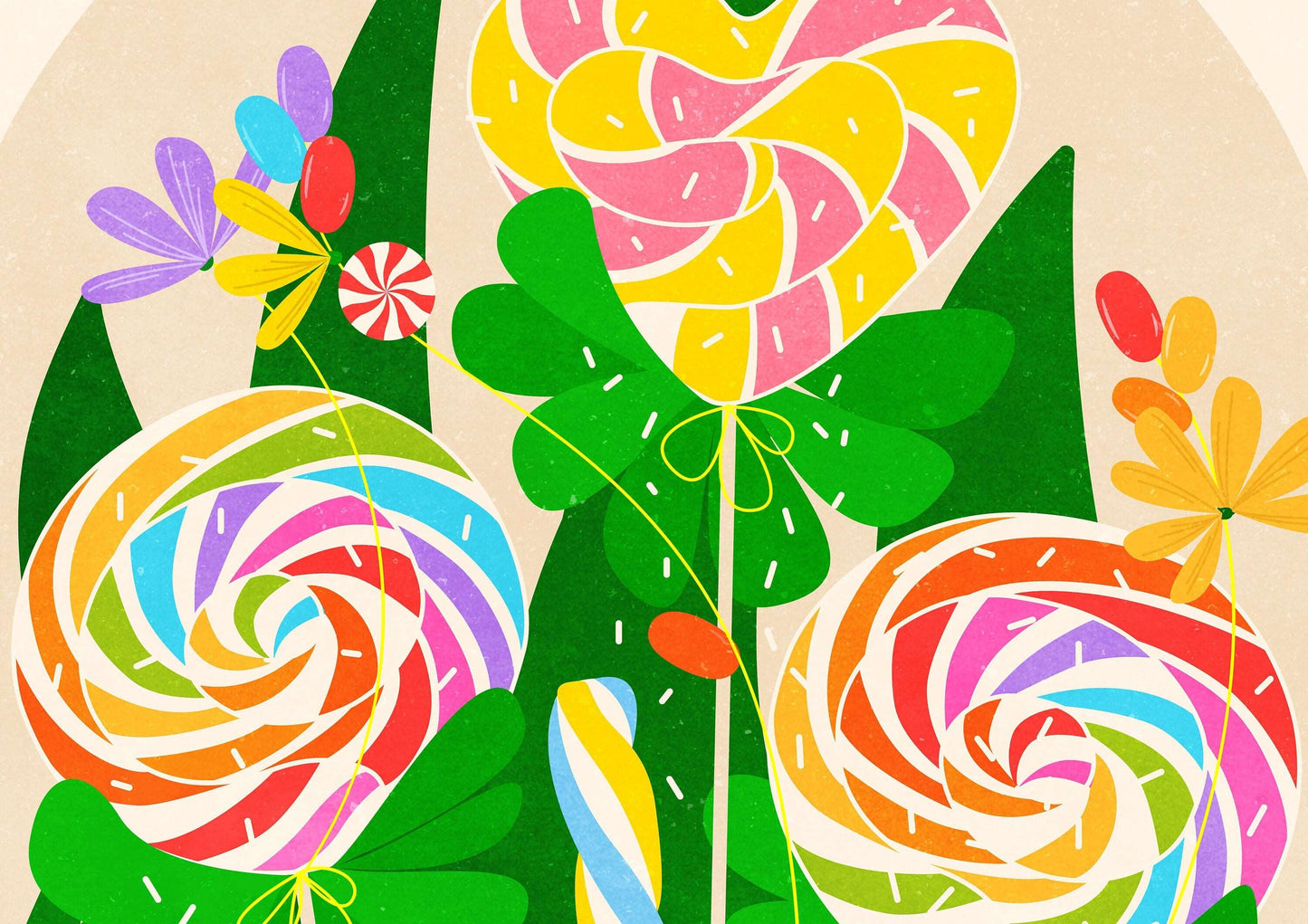 Botanical lollypop candies poster & Rainbow sweets Printable wall art