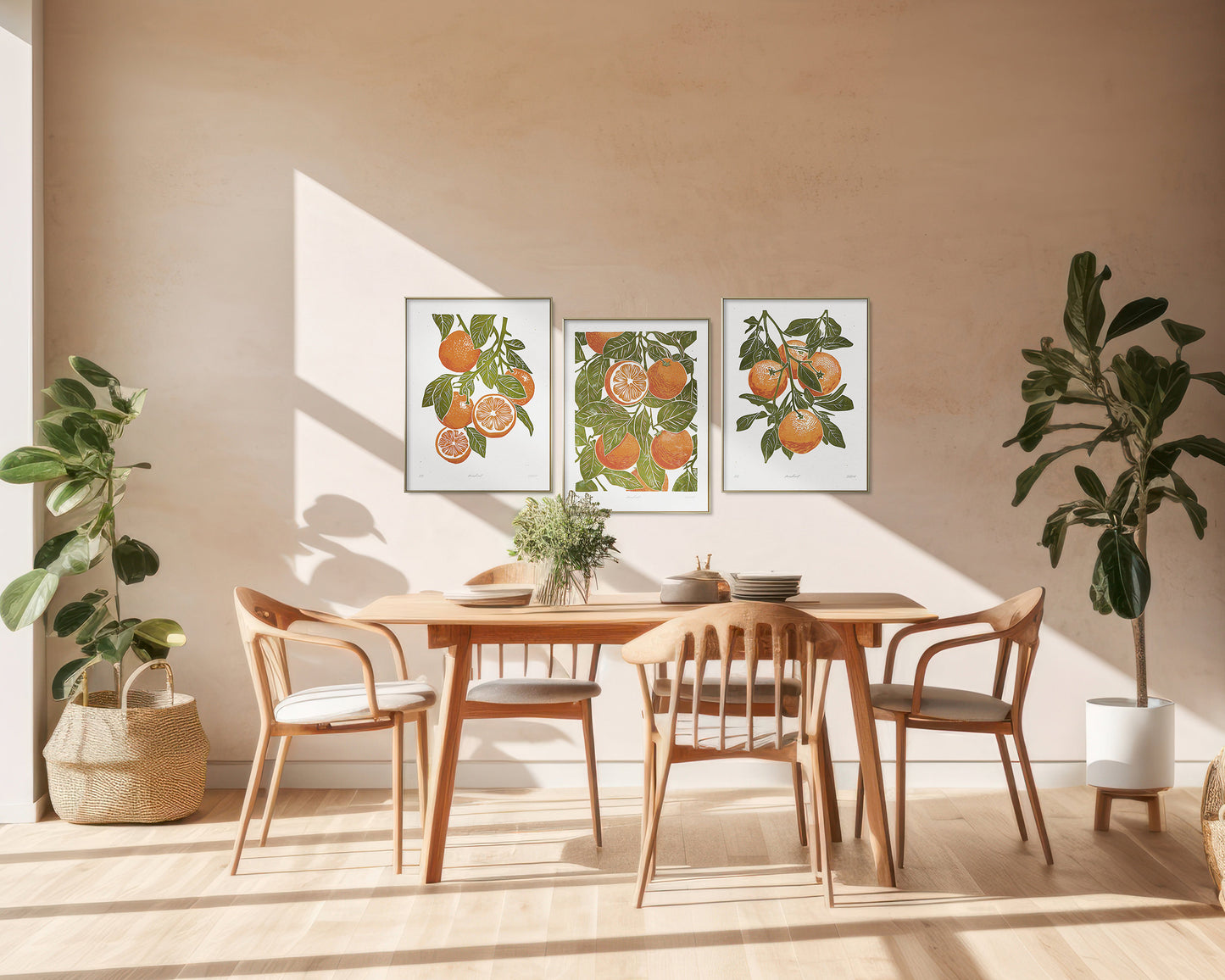 Living room wall art Nature lover gift Printable linocut fruit prints lino Sage green oranges Cottagecore decor Digital downloadable kitchen Bedroom Relief vintage print modern branch Gallery wall set foraged food of 3 poster large Farm farmhouse Housewarming New first home gift Aesthetic decoration Instant download
