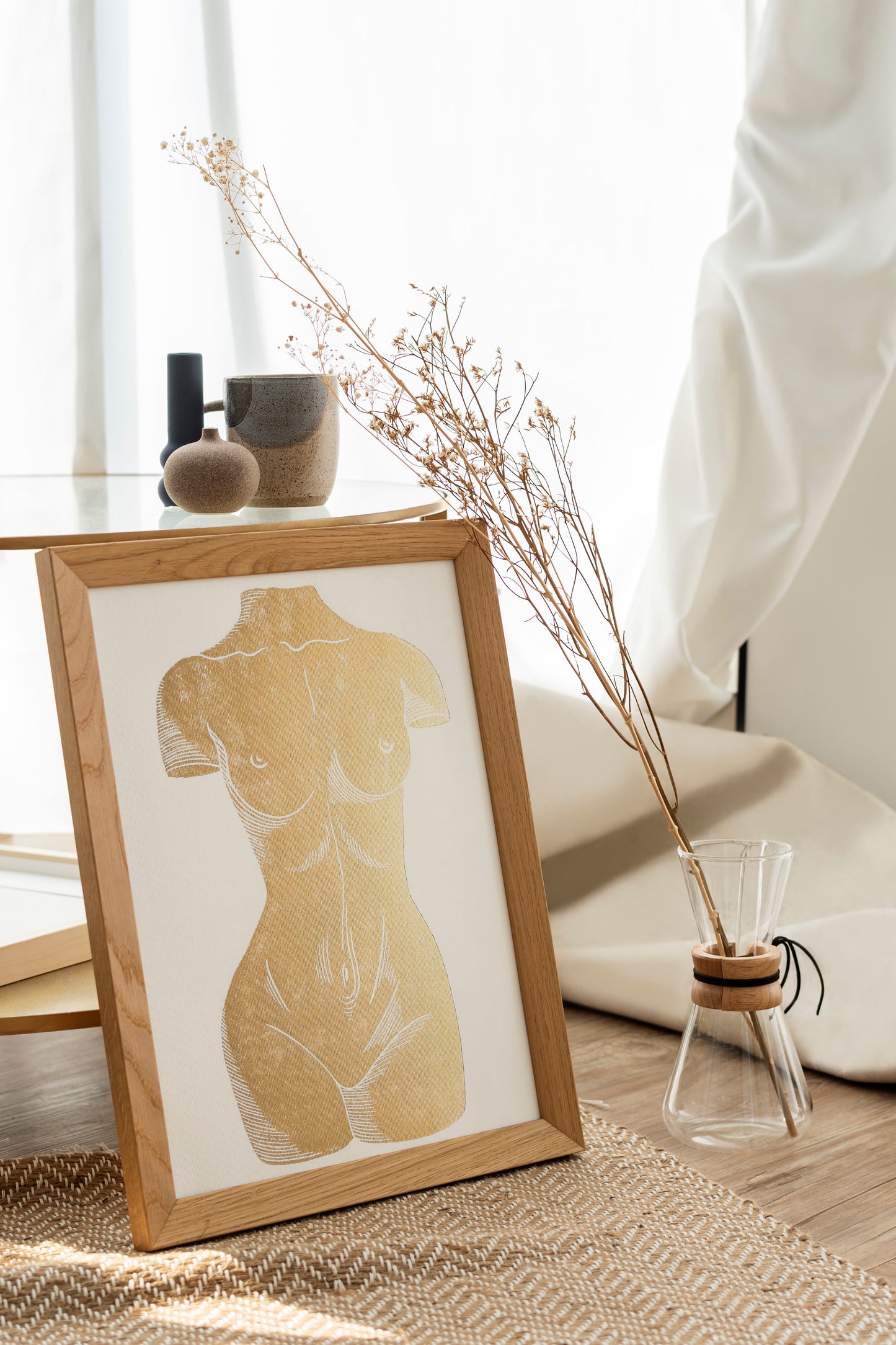 Gold bust nude woman Linocut print for New home gift UNFRAMED Housewarming gift New home gift Living room or bedroom decor 16x12 Original artwork Classical wall decor