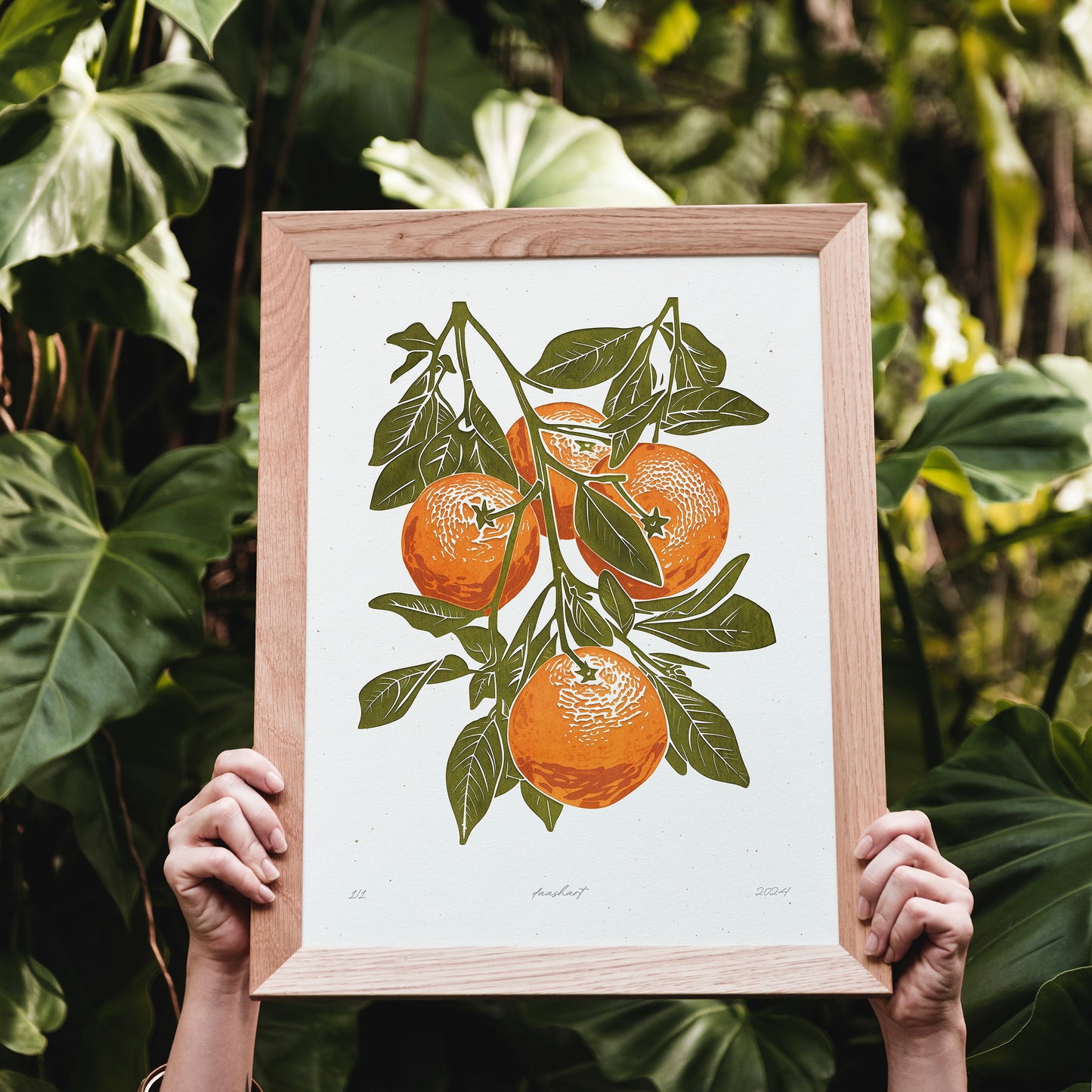 Living room wall art Nature lover gift Printable linocut fruit prints lino Sage green oranges foraged texture Cottagecore decor Digital downloadable kitchen Bedroom linogravure poster Relief vintage print modern branch large retro download