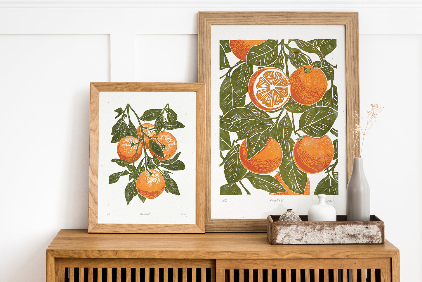 Printable linocut fruits prints Vintage sage green oranges Gallery wall set of 2 Relief wall art decor Digital modern kitchen food poster Living room wall art Nature lover gift fruit prints lino Cottagecore decor downloadable instant download kitchen Bedroom doorm entryway farm farmhouse rustic modern branch foraged food