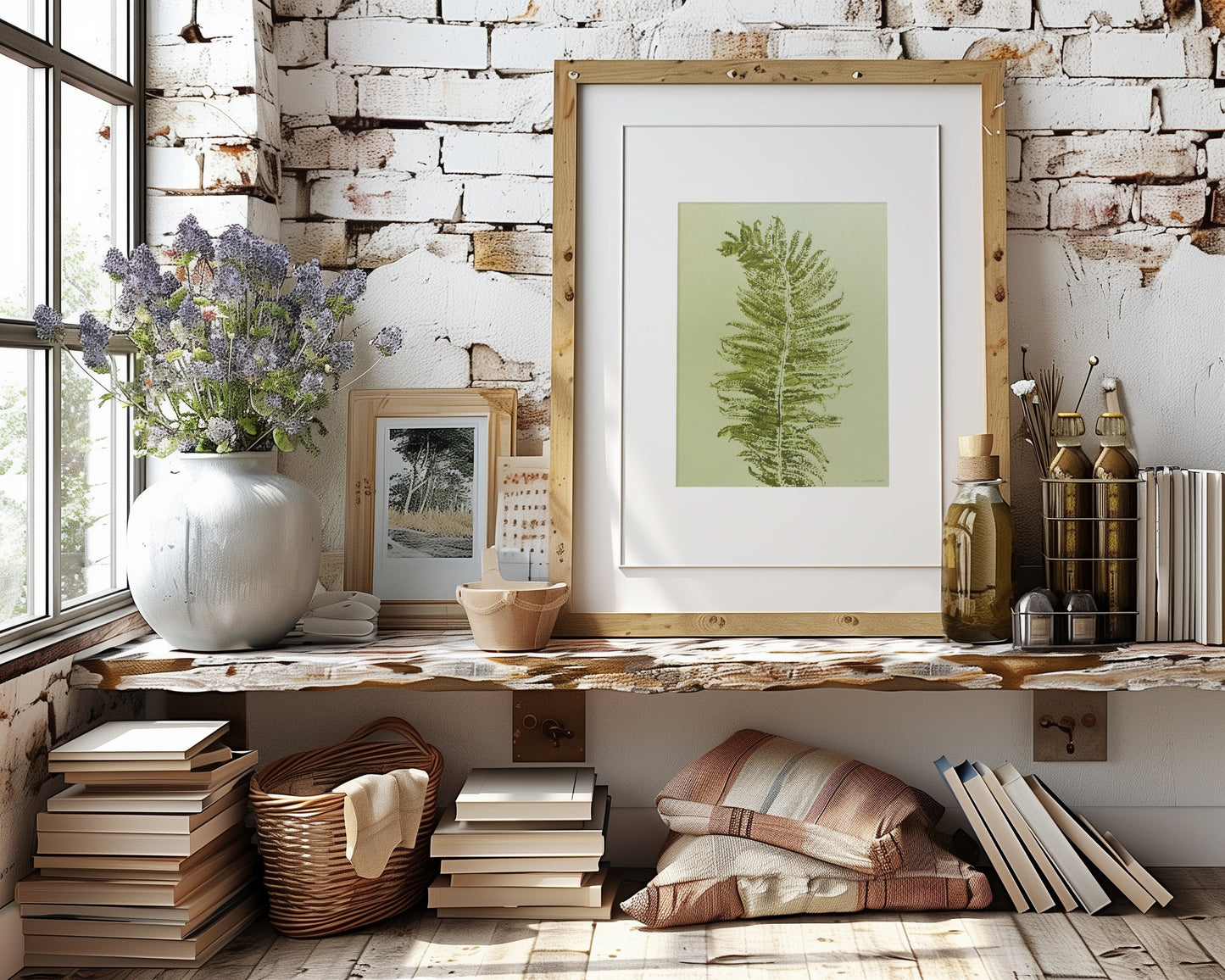 Monotype print Sage green fern textured relief plant texture Foraged wall decor Original printmaking artwork Nature lover gift One of a kind