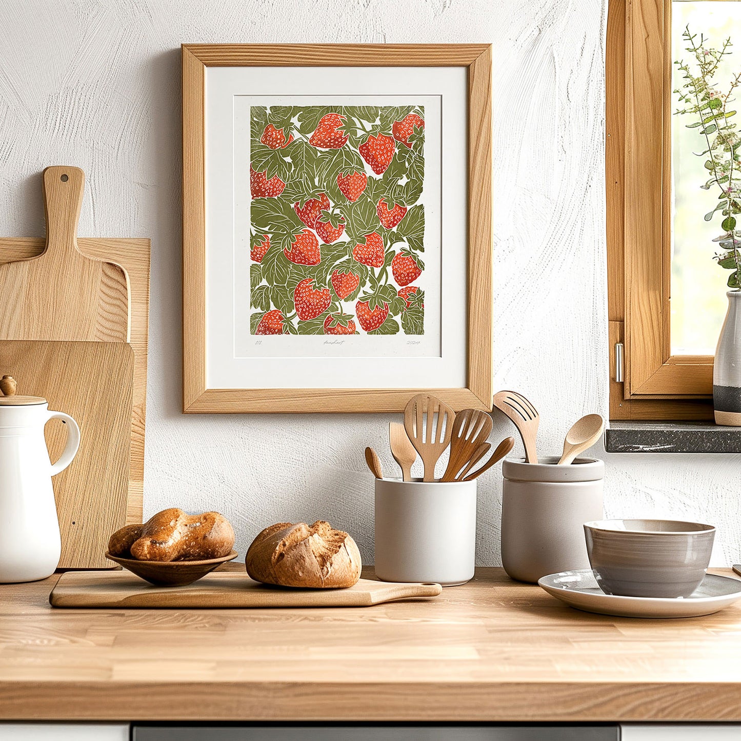 Sage green red berries «Sagren Strawberries N2» Printable linocut prints wall art poster housewarming gift, plant lover gift, nature lover gift, thank you gift, heirloom gift, long distance gift, gift for husband, thinking of you gift, new job gift, girlfriend gift, gift for boyfriend, boyfriend , gift for her friend, anniversary gift, teacher appreciation gift, easter gift, grandma gift, new mom gift, grandmother gift, gift for aunt, hostess gift