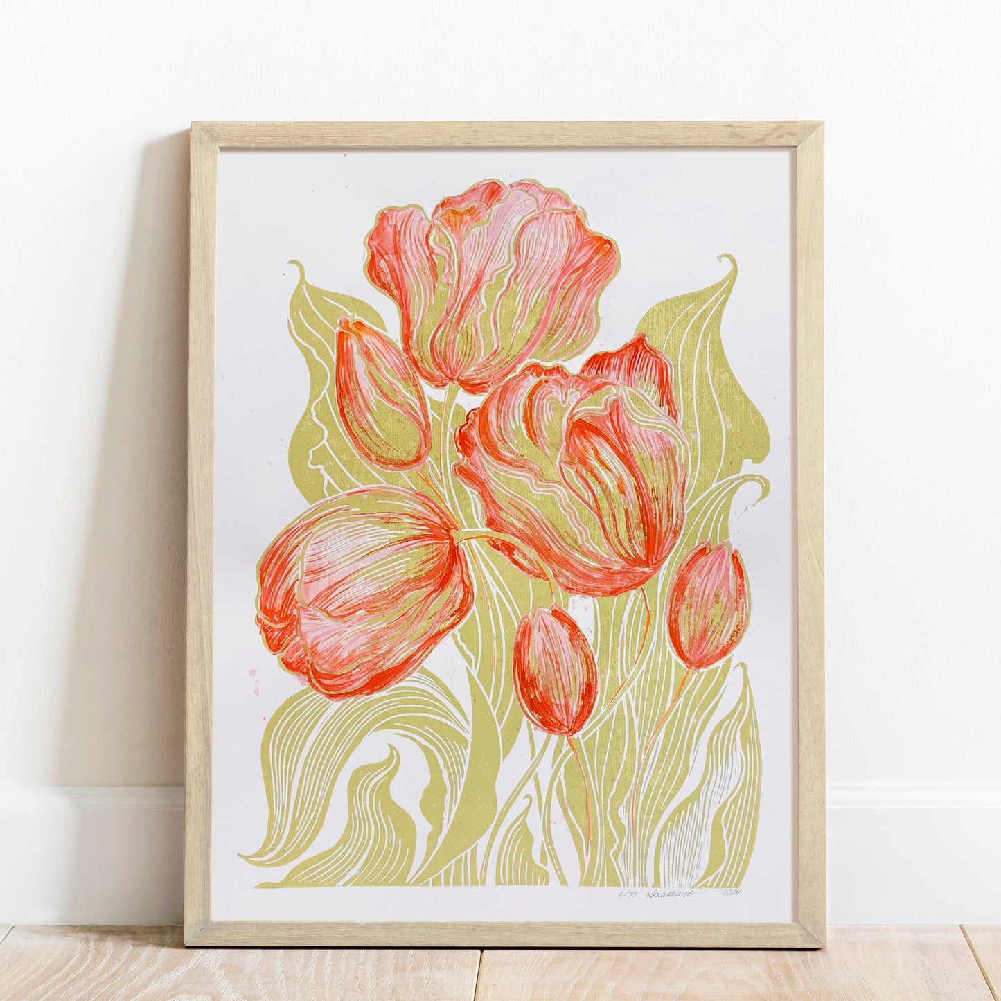 Watercolor red tulips flowers Lime cream green plant Botanical linocut print Nature original art, nature lover gift, mothers day gift ideas, mothers day gift from daughter, mothers day gift, mother in law gift, mom birthday gift, Modern kitchen art, long distance gift, living room wall art minimalist, Living room wall art, laundry room decor, kitchen wall art, Housewarming gift, hostess gift, home gift unique, heirloom gift