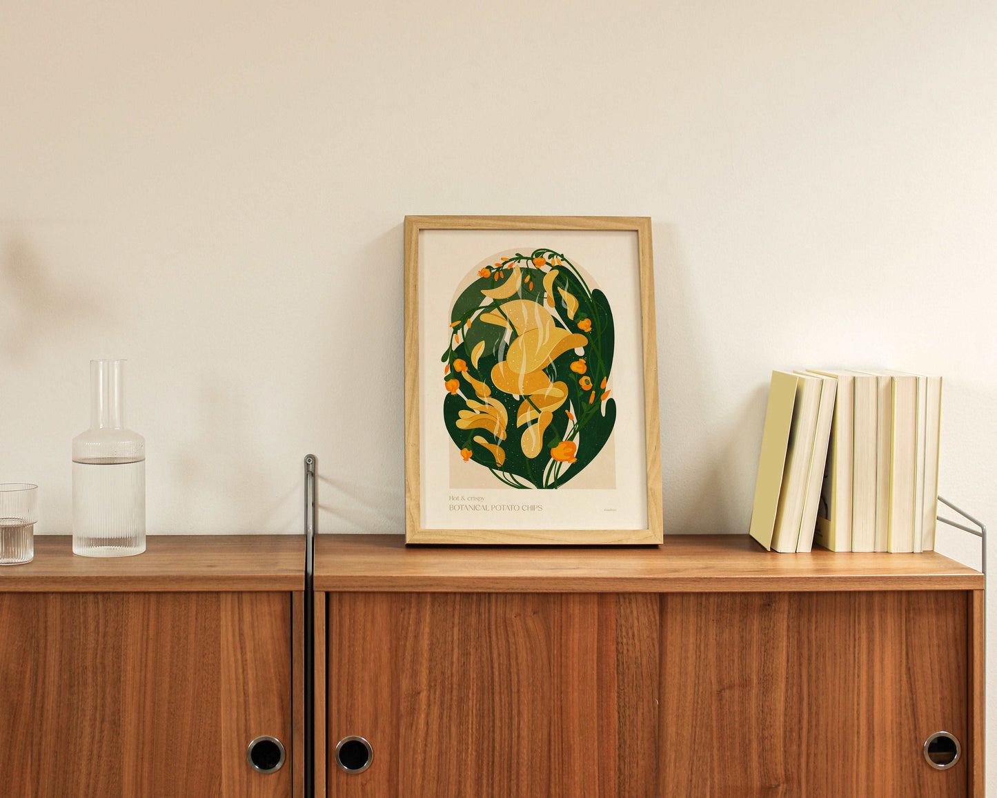 Botanical vintage potato chips poster for modern kitchen and dining room decor Printable wall art INSTANT DOWNLOAD digital poster