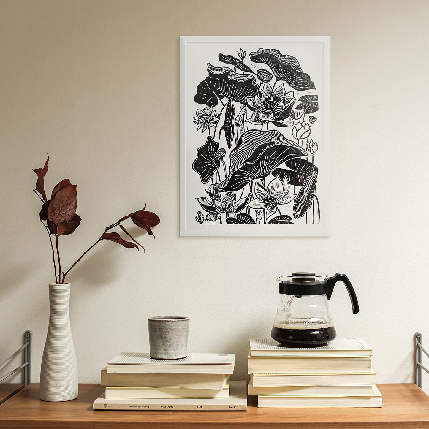 Black lotus flower Linocut print Wall hanging art decor for Nature lover gift wall hanging, unique wall art, trendy wall art, thank you gift boss, teacher appreciation gift, Summer wall art, Spring wall art, sister in law gift, shelf decor, self gift, rustic wall art, retirement gift, realtor closing gift, Plant print, plant lover gift, original artwork, one of a kind, nurse gift, niece gift from aunt, new mom gift, new job gift, New home gift