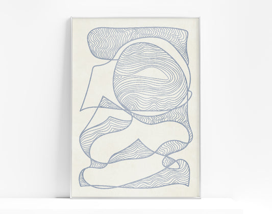 Printable wall art	INSTANT DOWNLOAD	Modern decoration	Mid century modern	Geometric large	Neutral blue beige	Abstract line poster	Trendy bedroom decor	living room office	Japandi simple	New first home gift	thank you wife	coworker digital