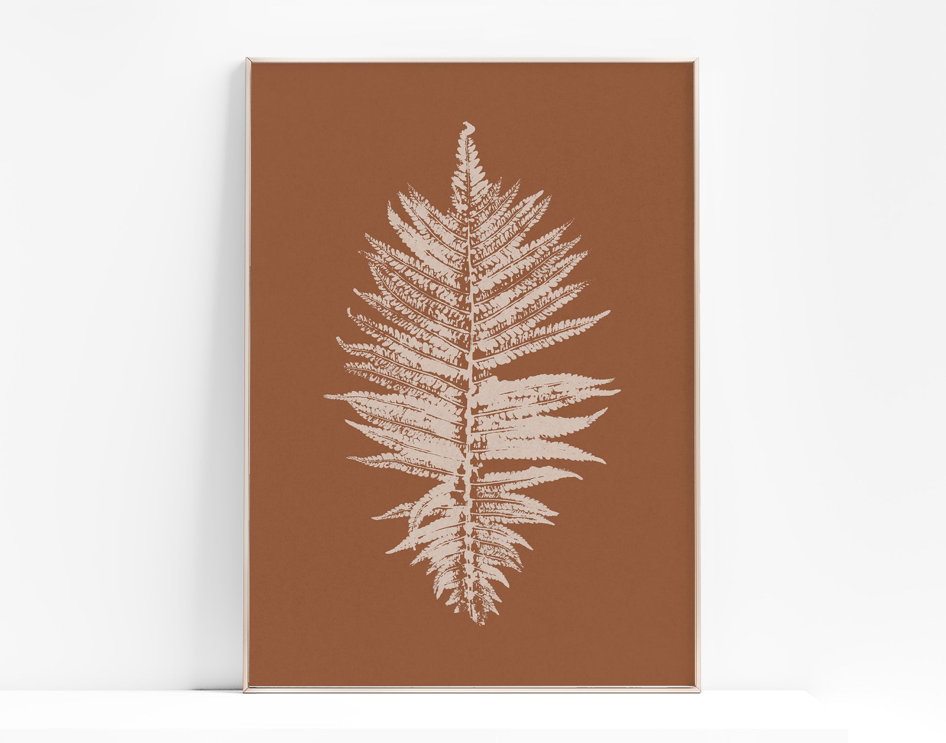 Terracotta and beige fern plant Printable wall art Botanical nature simple poster Farmhouse bedroom or kitchen decor INSTANT DOWNLOAD Large monotype digital poster prints farm farmhouse rustic cottagecore foraged wall art decor