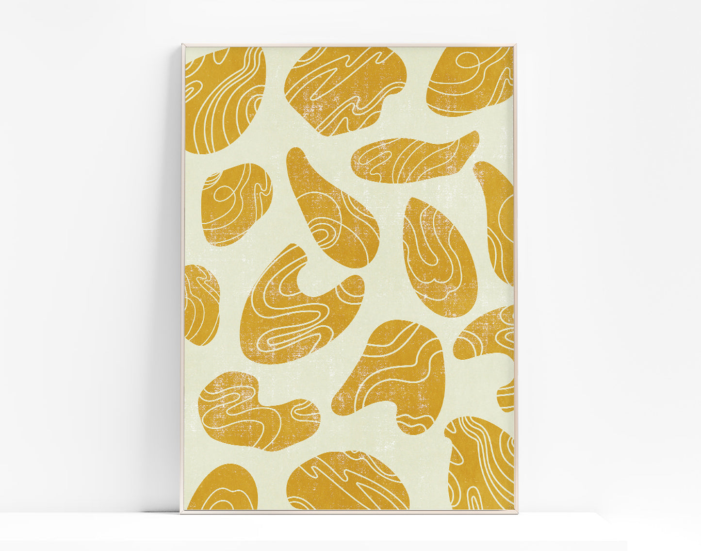 Printable wall art INSTANT DOWNLOAD Mid century modern Geometric large shape line pattern Yellow abstract stone Japandi prints bedroom Living vintage poster Trendy room decor Minimalist simple New first home gift Contemporary digital