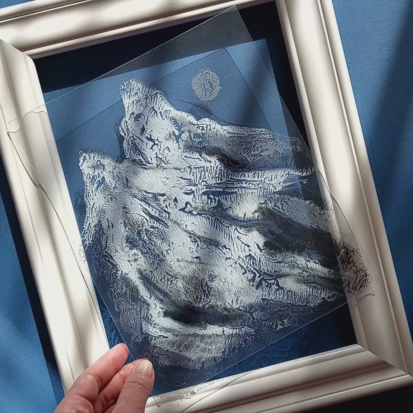 Black silver and blue Abstract mountains Monotype print on Plexiglass Holiday winter wall art Modern original painting artwork UNFRAMED, simple artwork, Monoprint art, Relief print, nature lover gift, Printmaking art, handmade print, Black silver white, Holiday winter wall art decoration for living room or bedroom wall decor
