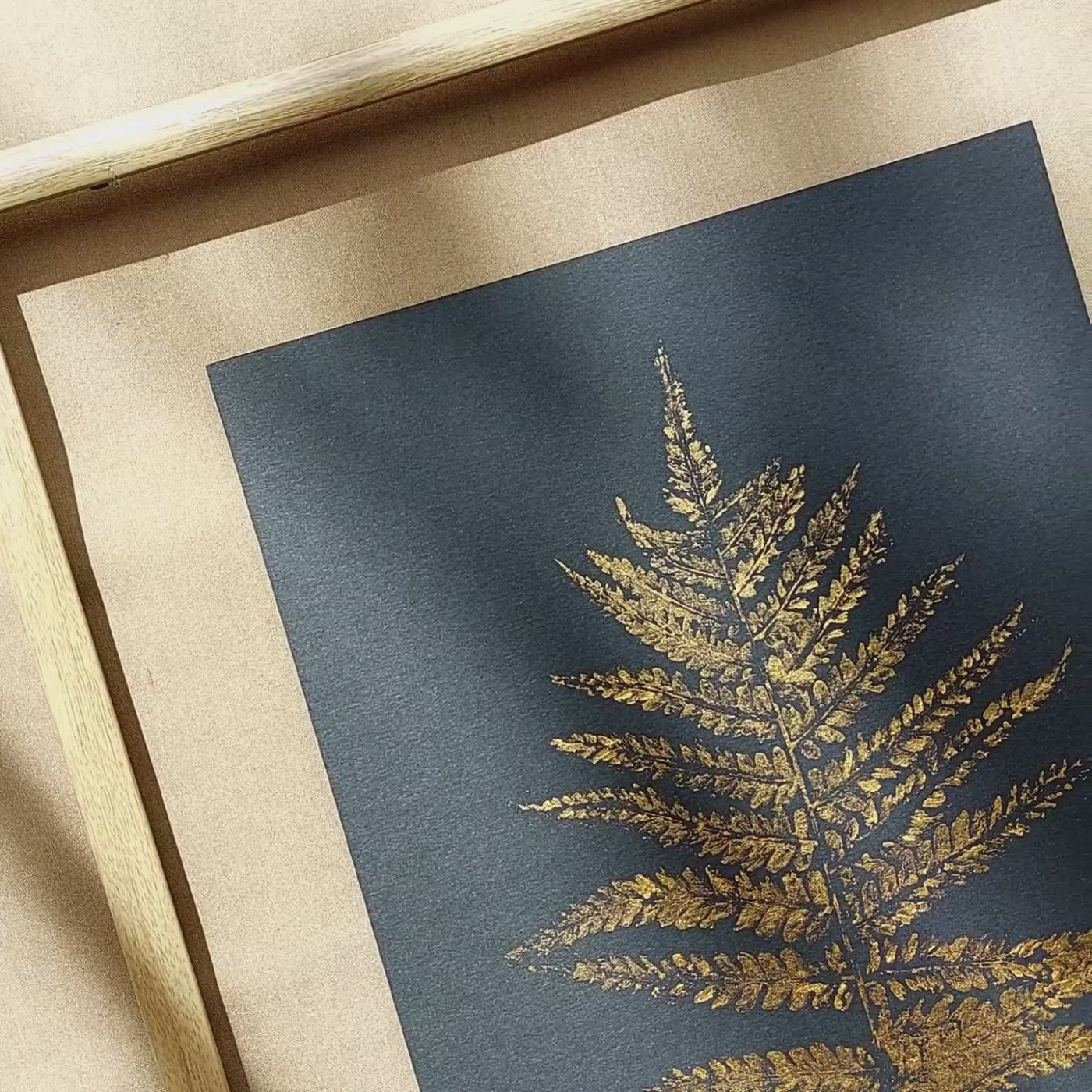 Gold and black Fern textured plant Monotype print N1 for Nature lover gift UNFRAMED, printmaking art, Bedroom wall decor, Living room wall art, relief print, handmade artwork, Foraged wall decor, Original artwork, Farm kitchen art, cottagecore wall art, new home gift, housewarming gift, farmhouse decor, vintage art, nature wall art, floral wall decor, botanical print