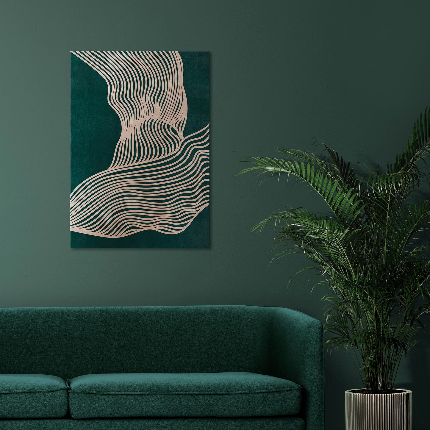 Extra large wall art Printable wall art Trendy emerald green Beige abstract line Art poster Bedroom wall decor Living room wall art INSTANT DOWNLOAD Neutral boho art Modern decoration Minimalist poster Geometric abstract Abstract lines