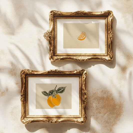 Mini gallery wall set of 2 Vintage lemon fruits and slice linocut print for Kitchen art decor wall hanging, Vintage art, unique wall art, trendy wall art, thank you gift boss, teacher appreciation gift, Summer wall art, sister in law gift, shelf decor, self gift, Sage green color, rustic artwork, Retro artwork, retirement gift, Relief print, realtor closing gift, Printmaking art, Plant print, plant lover gift, original illustration, original artwork