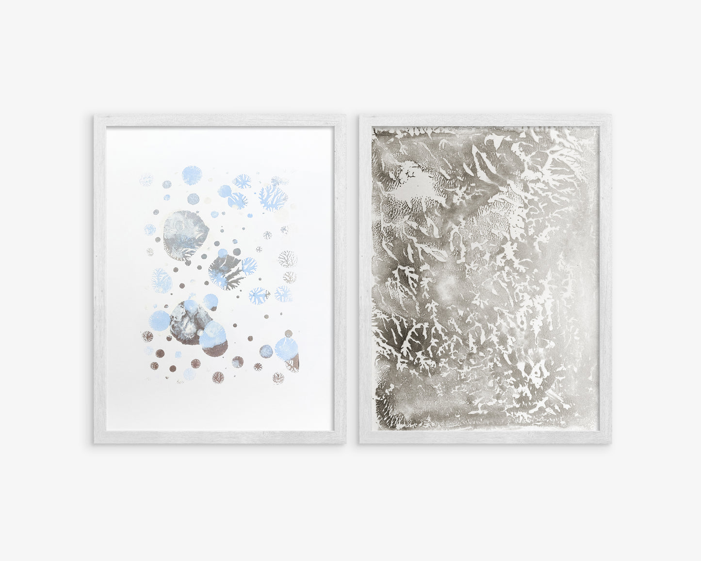 Abstract light blue snow Silver relief texture Holiday winter wall art Gallery wall set of 2 Monotype prints Original artwork New home gift, bedroom or living room wall decoration, Relief print, Printmaking art, Minimalist Festive scandinavian decor, winter wall art