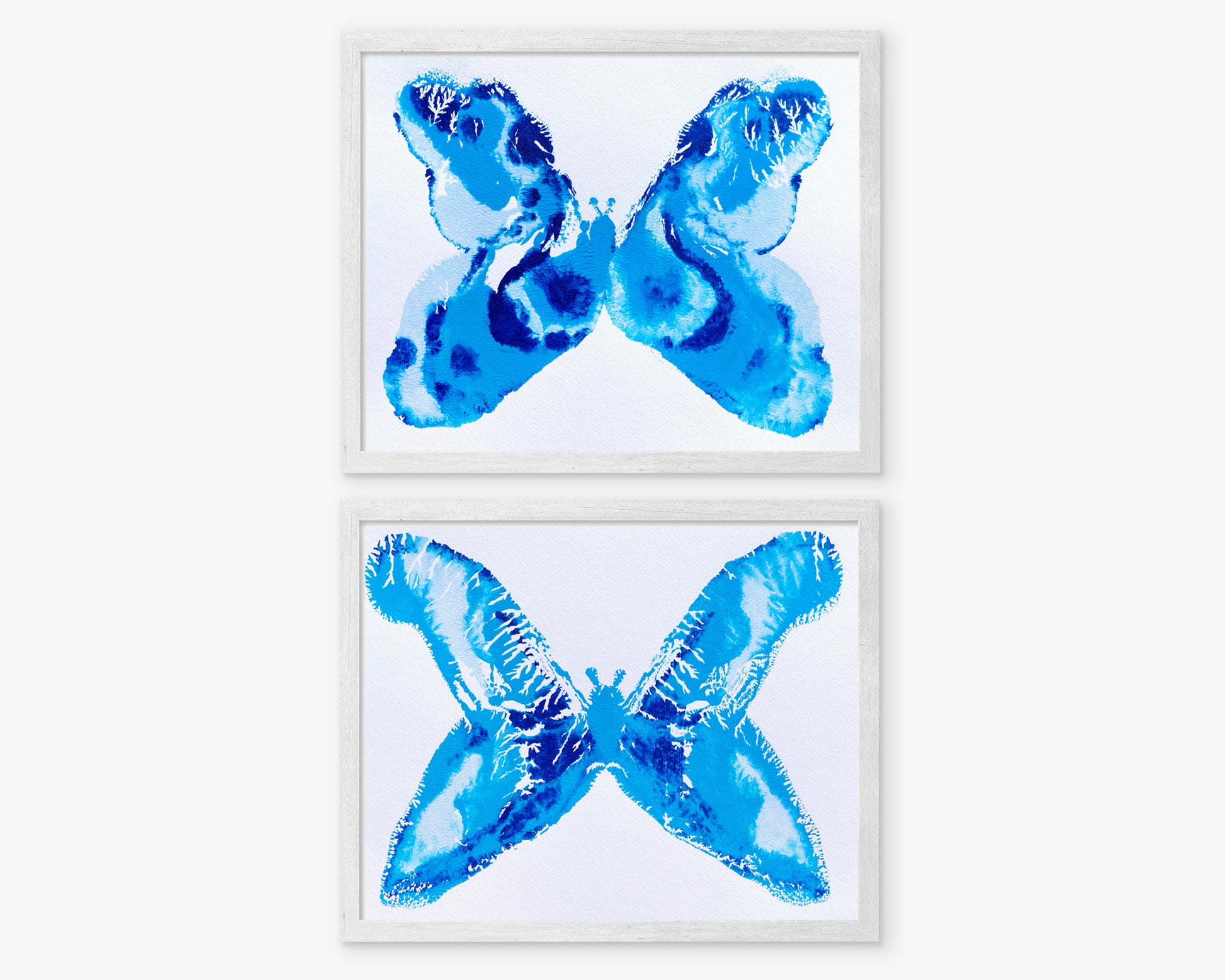 Gallery wall Set of 2 Blue monotype prints Abstract butterflies Original artwork Holiday winter wall art for New home gift, Relief print, Simple artwork, New home gift, Printmaking art, Festive handmade block print, winter art decoration