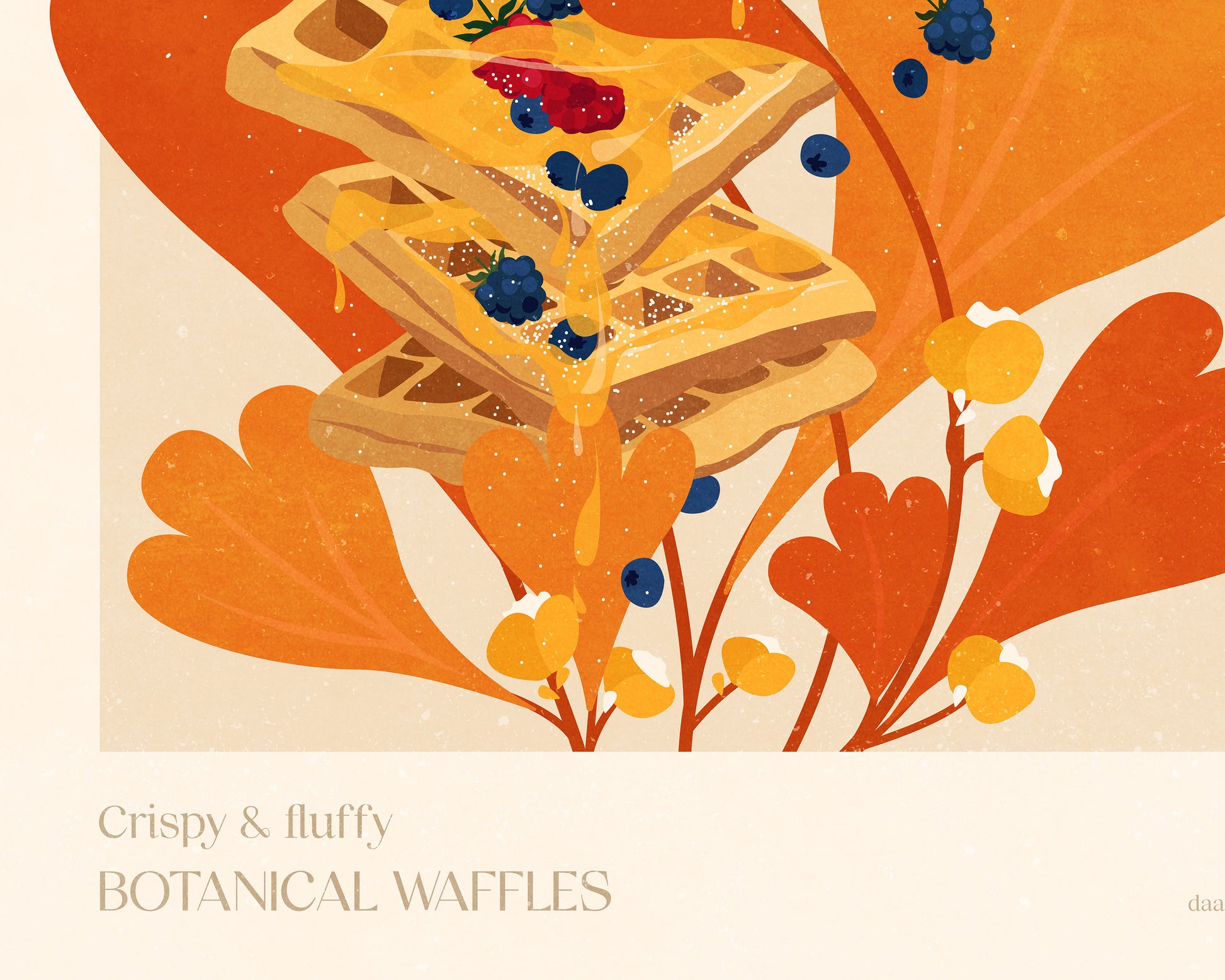 Crispy and fluffy botanical waffles food poster