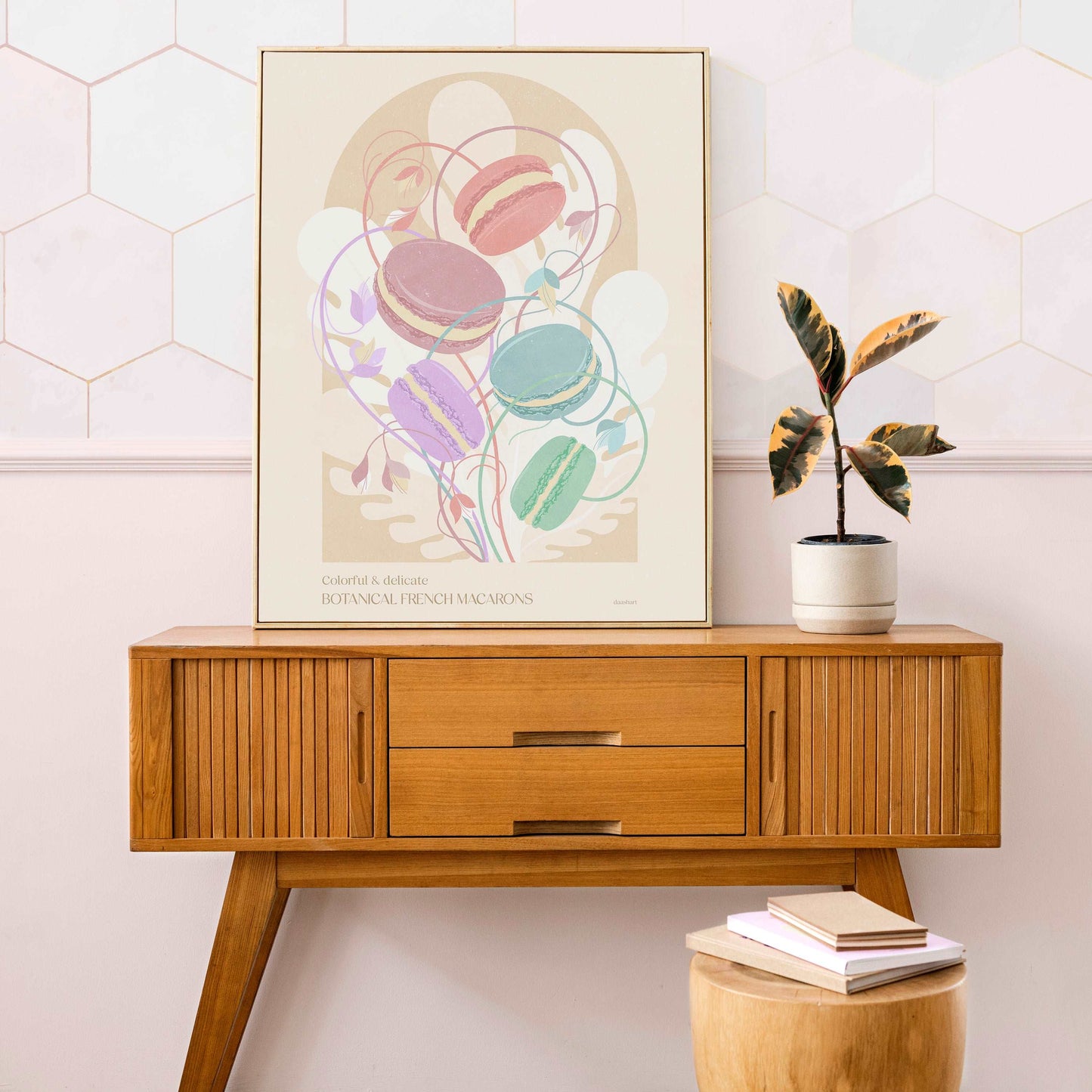 Botanical vintage french macaron poster for modern kitchen and dining room decor Printable wall art INSTANT DOWNLOAD digital poster