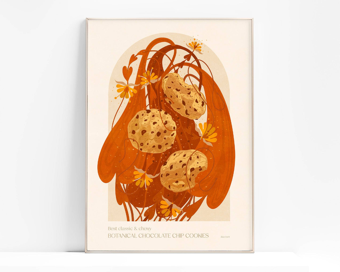 Botanical vintage Chocolate chip cookies poster for modern kitchen decor Printable wall art INSTANT DOWNLOAD
