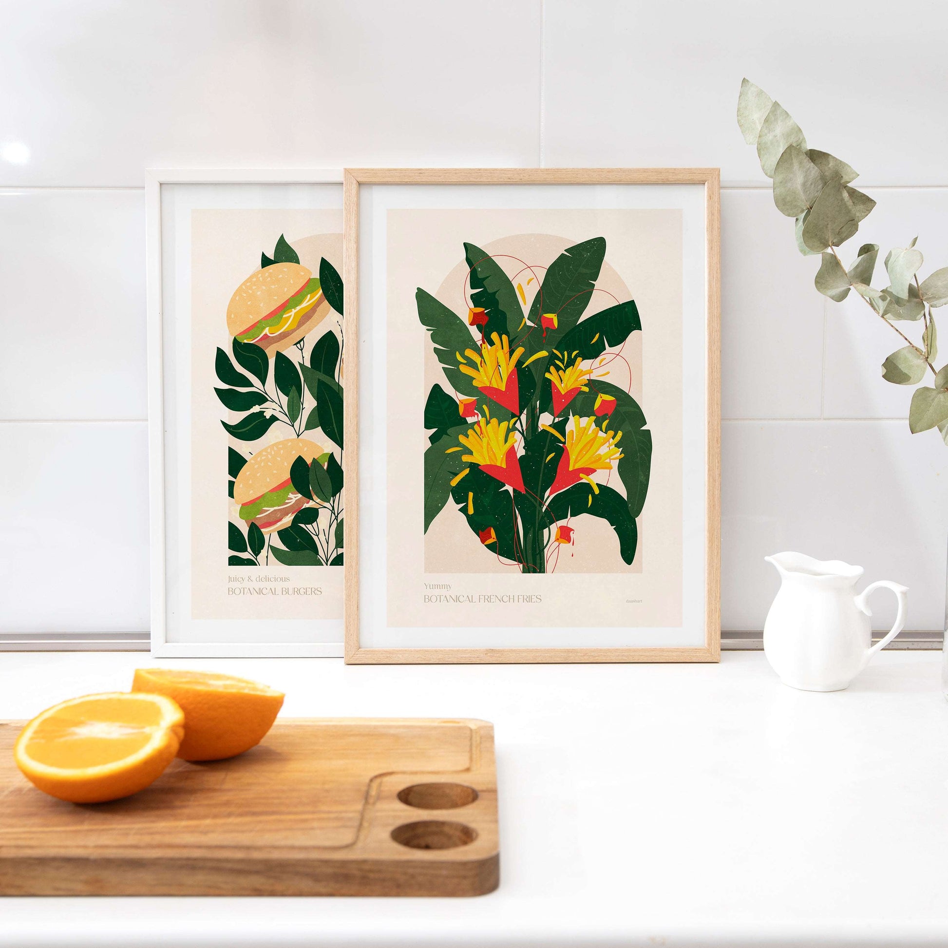 Botanical vintage french fries poster Printable wall art for modern kitchen and dining room decor