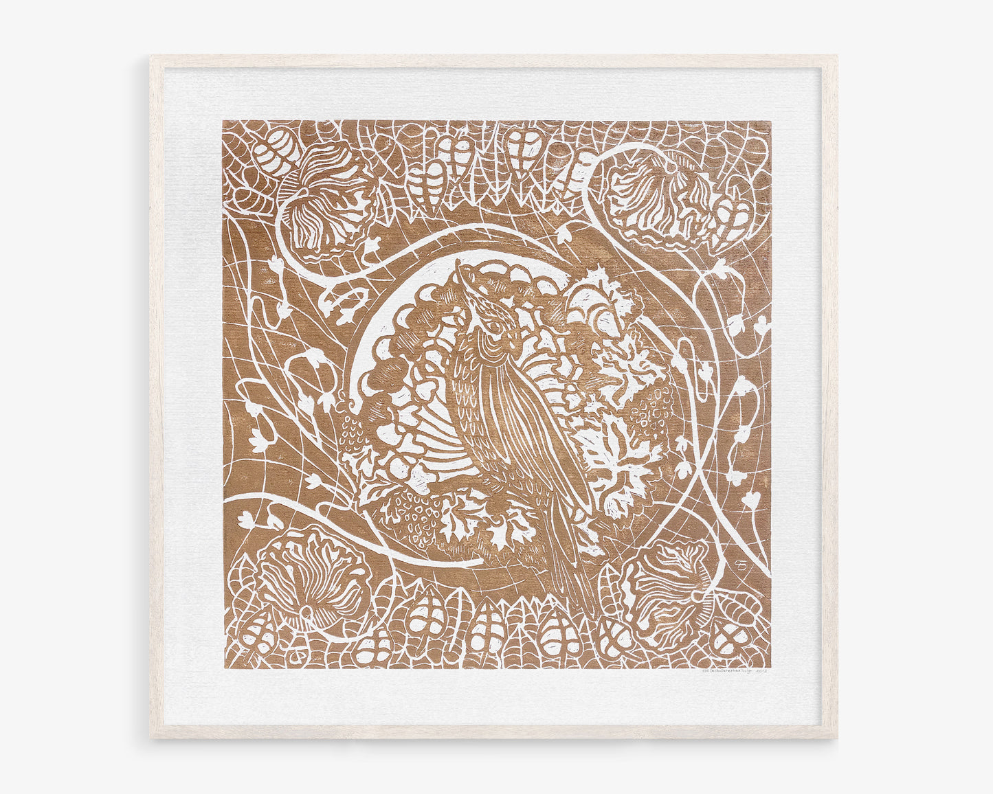 Lino print Linogravure Linocut print Cockatiel parrot art Flower wall art Original artwork Botanical print Nature lover gift art nouveau artwork Large floral decor Beige parrot Bedroom wall decor	Printmaking relief Handmade Kids room Living room Workspace Bedroom decor New first home gift decoration acssessories