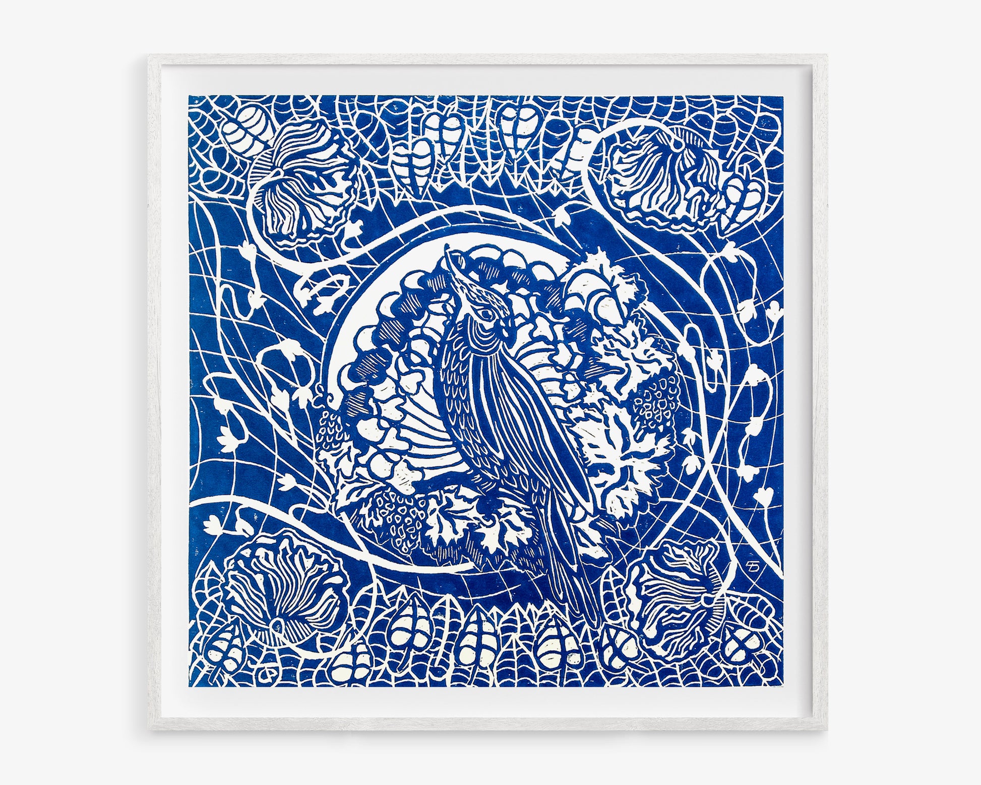 Lino print Linogravure Linocut print Cockatiel parrot art Flower wall art Original artwork Botanical print Nature lover gift art nouveau artwork Large floral decor Dark blue parrot Bedroom wall decor	Printmaking relief Handmade Kids room Living room Workspace Bedroom decor New first home gift decoration acssessories