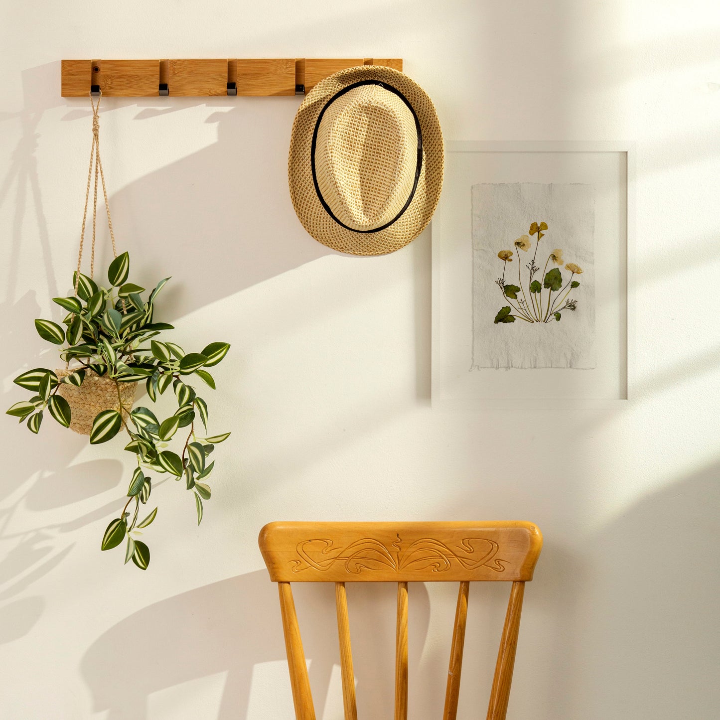 Herbarium II Yellow poppies and white violets pressed flower Green plant Recycled paper for living room wall art UNFRAMED Modern kitchen wall art or dining room, living room, bedroom