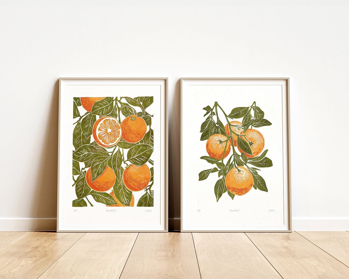 Printable linocut fruits prints Vintage sage green oranges Gallery wall set of 2 Relief wall art decor Digital modern kitchen food poster Living room wall art Nature lover gift fruit prints lino Cottagecore decor downloadable instant download kitchen Bedroom doorm entryway farm farmhouse rustic modern branch foraged food