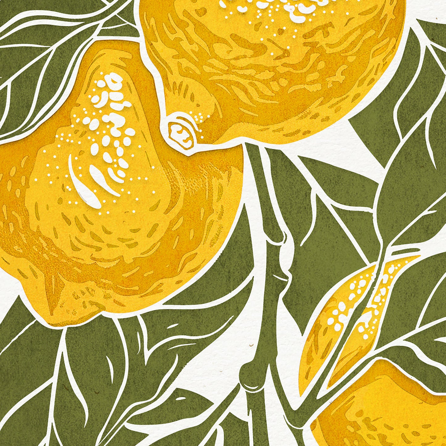 Gallery wall set of 2 Sage green oranges and lemons fruits «Sagren Lemona» Printable linocut wall art posters