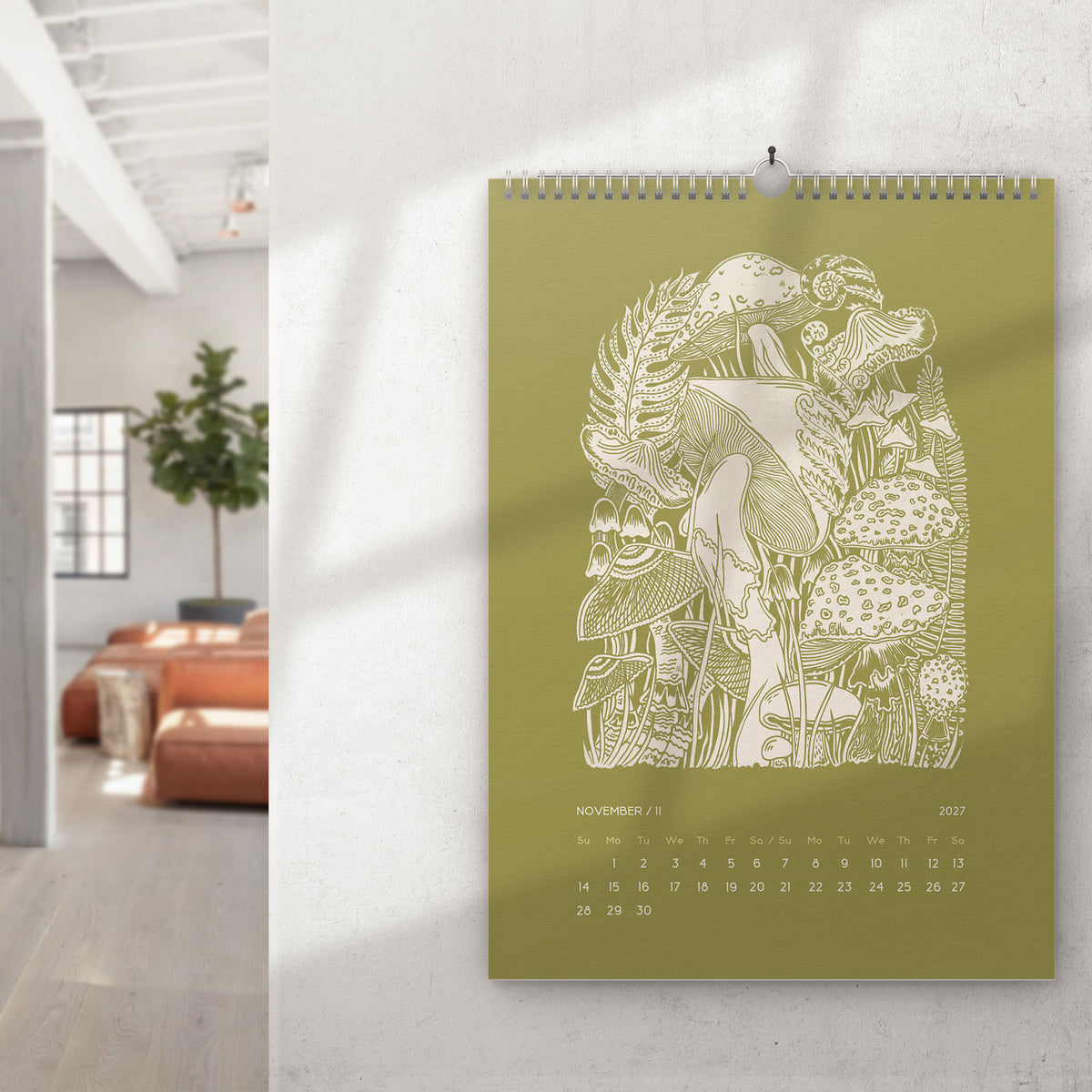 trendy 2027 palette meadowland green printable botanical flowers monthly calendar 11x17in linocut prints illustrated calendar living room wall art home office decor new year gift INSTANT DOWNLOAD 2027 wall calendar home office hostess gift grandmother floral lino nature lover bedroom self christmas xmas digital product modern kitchen Cottagecore vertical coworker housewarming new homeowner friend downloadable rustic hanging farmhouse mother sister wife women farm girlfriend godmother for her