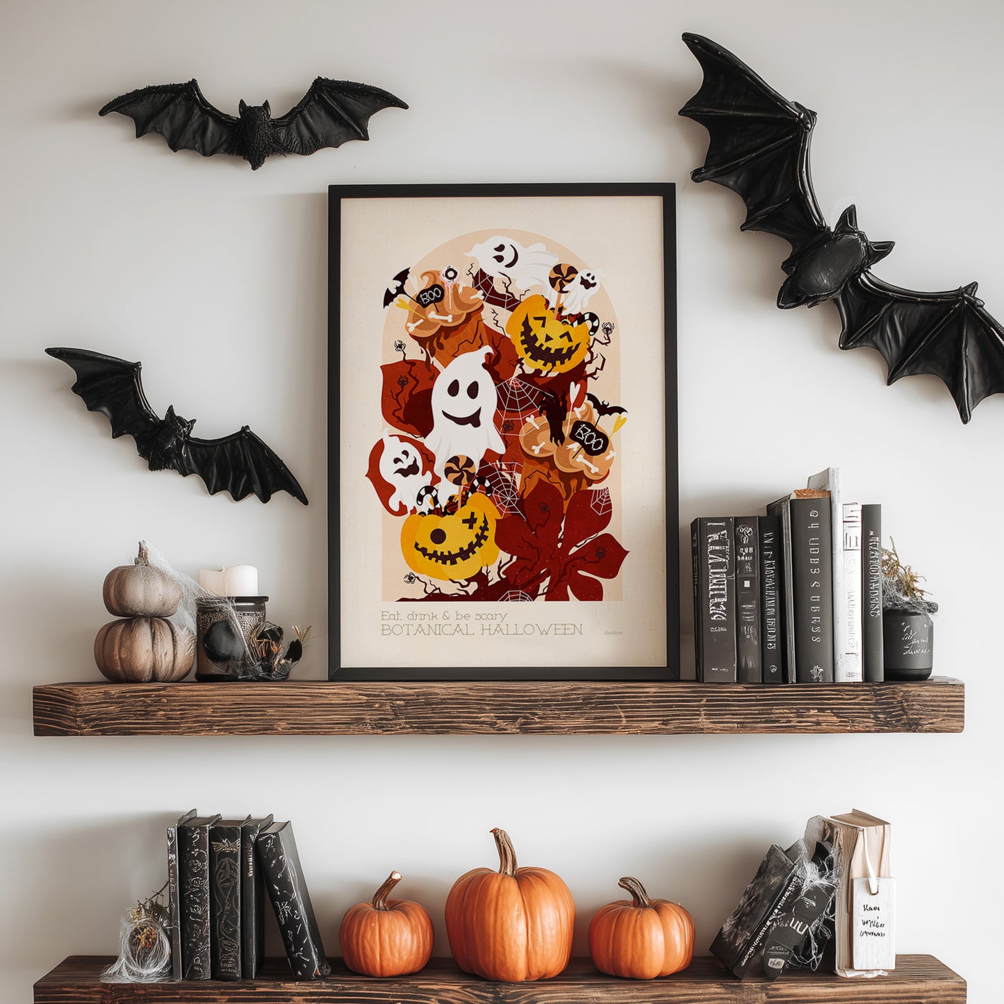 Halloween Pumpkin Ghost Muffins Dessert Food Printable Wall Art Kitchen Shelf Spooky Botanical Prints Thanksgiving Decor Digital Poster  bookshelf shelf entryway hallway modern kitchen art, dining room decor, botanical poster, cottagecore, rustic, farmhouse, farm bathroom prints, living room wall art, dorm room decor, laundry room decor, mens room decor, home office decor, kids children nursery