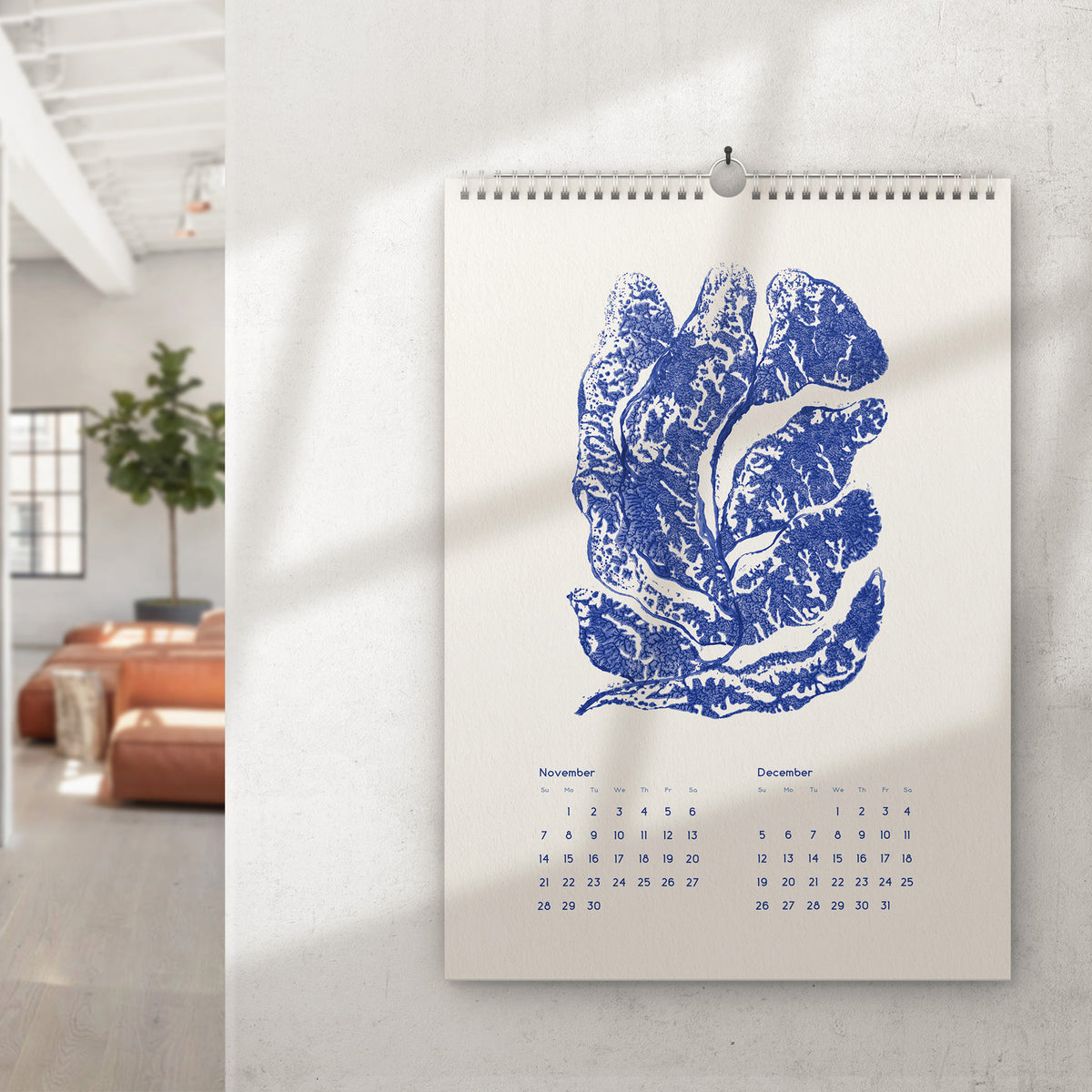 2027 wall printable calendar modern naive abstract flowers art luminous blue color monotype prints plant lover gift 11x17 in illustrated calendar home office decor xmas gift ideas INSTANT DOWNLOAD cobalt blue color entryway hallway living room minimalist wall art, large wall art, moody wall art, trendy wall art, aesthetic wall art, Christmas, bedroom wall decor, modern kitchen art, dining room decor, Thank You Gift, bathroom prints, living room wall art, dorm room decor, laundry room decor, mens room decor