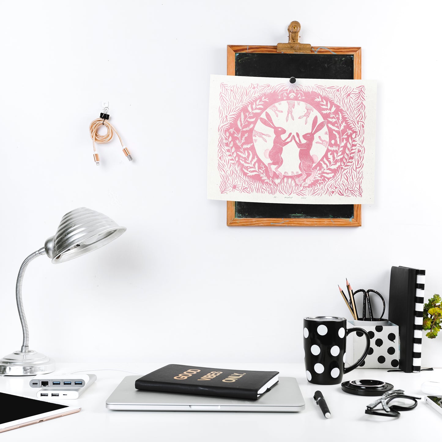 Printable linocut prints Pink Dancing rabbits with floral plant texture wall art Kids Cottagecore foraged decor Digital downloadable poster Instant download poster Flower botanical bunnies bunny rabbit hare Children Bedroom Living room wall decor