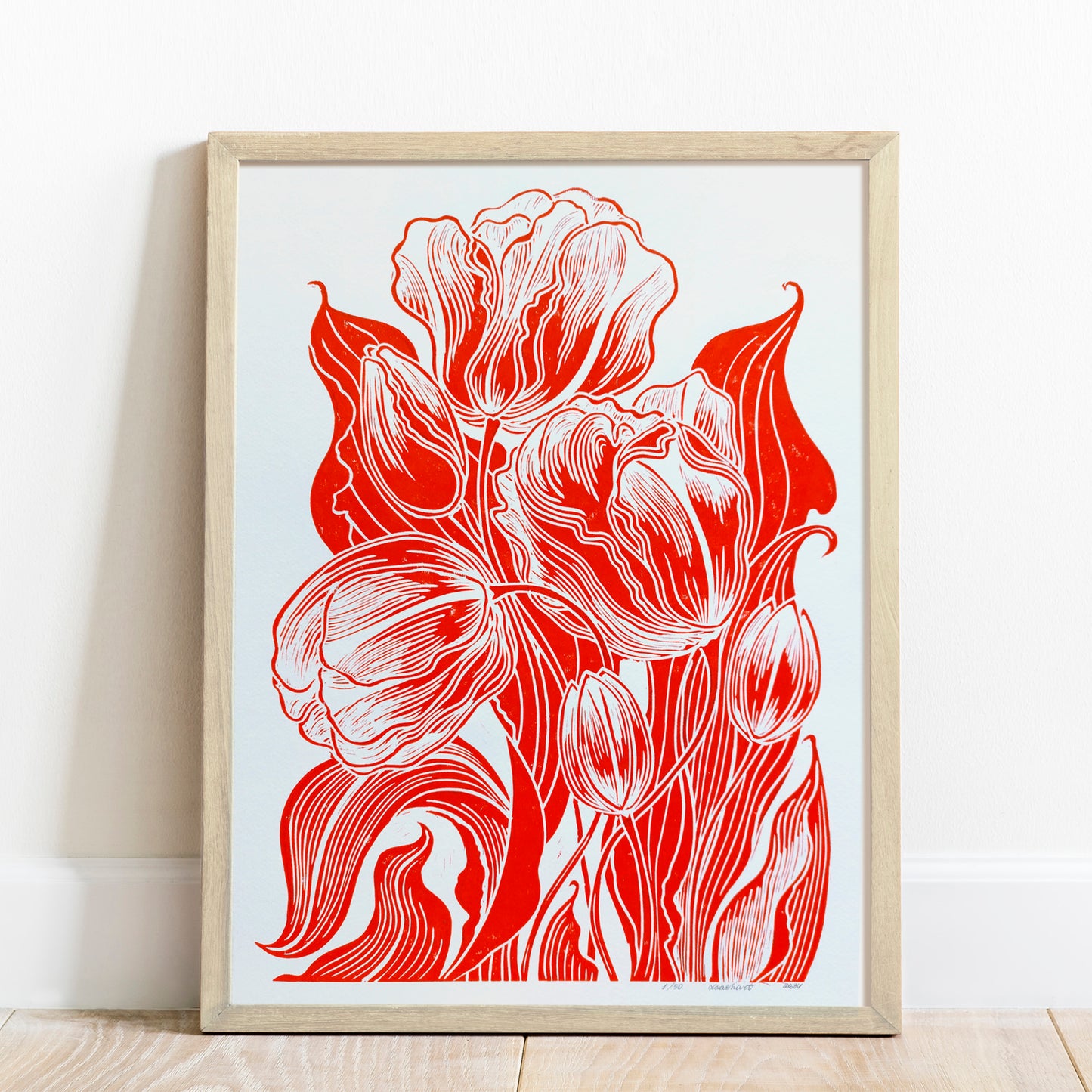 red tulips flowers Linocut print Spring wall art decor lino print, linogravure, printmaking, relief print, block print, wall hanging, unique wall art, trendy wall art, thank you gift boss, teacher appreciation gift, Summer wall art, Spring wall art, sister in law gift, shelf decor, self gift, rustic wall art, retirement gift, realtor closing gift, Plant print, plant lover gift, original artwork, one of a kind, nurse gift