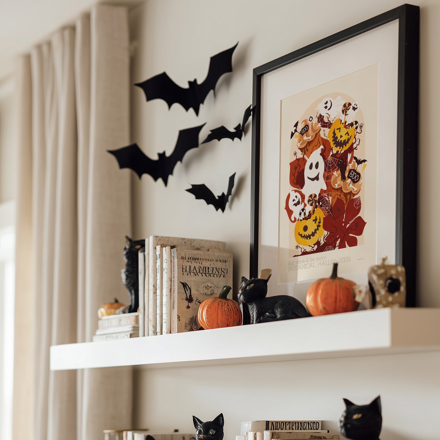 autumn Halloween pumpkin ghost muffins dessert floral fast food printable wall art modern kitchen shelf decor spooky botanical thanksgiving table entryway digital poster dining room decor mystical prints Boo funny dining living room children kids nature rustic illustration farm farmhouse Dark Academia Gothic Aesthetic Fall instant download downloadable large contemporary wall hanging vintage handmade textures seasonal moody decoration sweet dessert